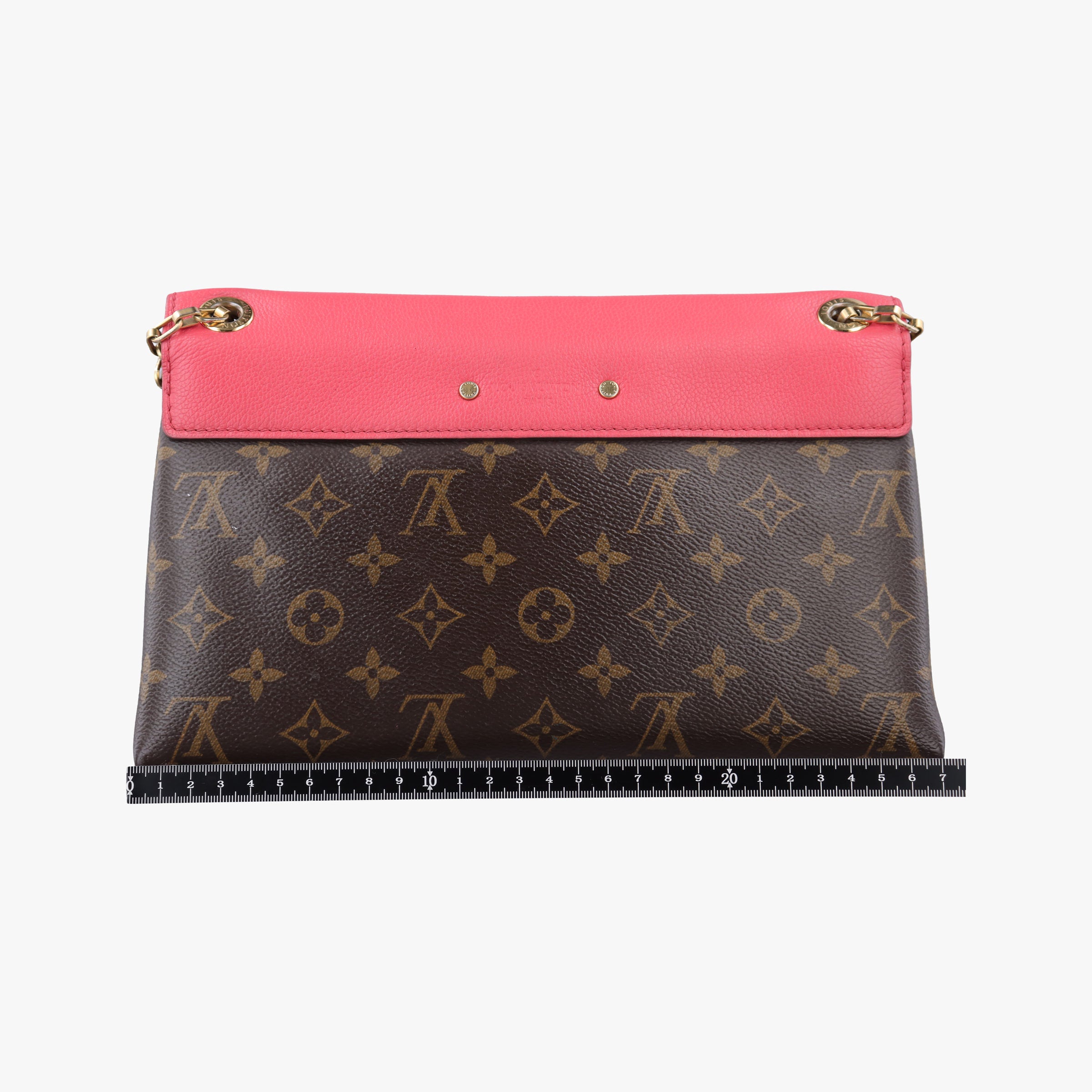 Pre-owned Louis Vuitton PALLAS Chain Brown×Poppy Petal Monogram Canvas×calf leather M41741 shoulderbag | stylenewstar