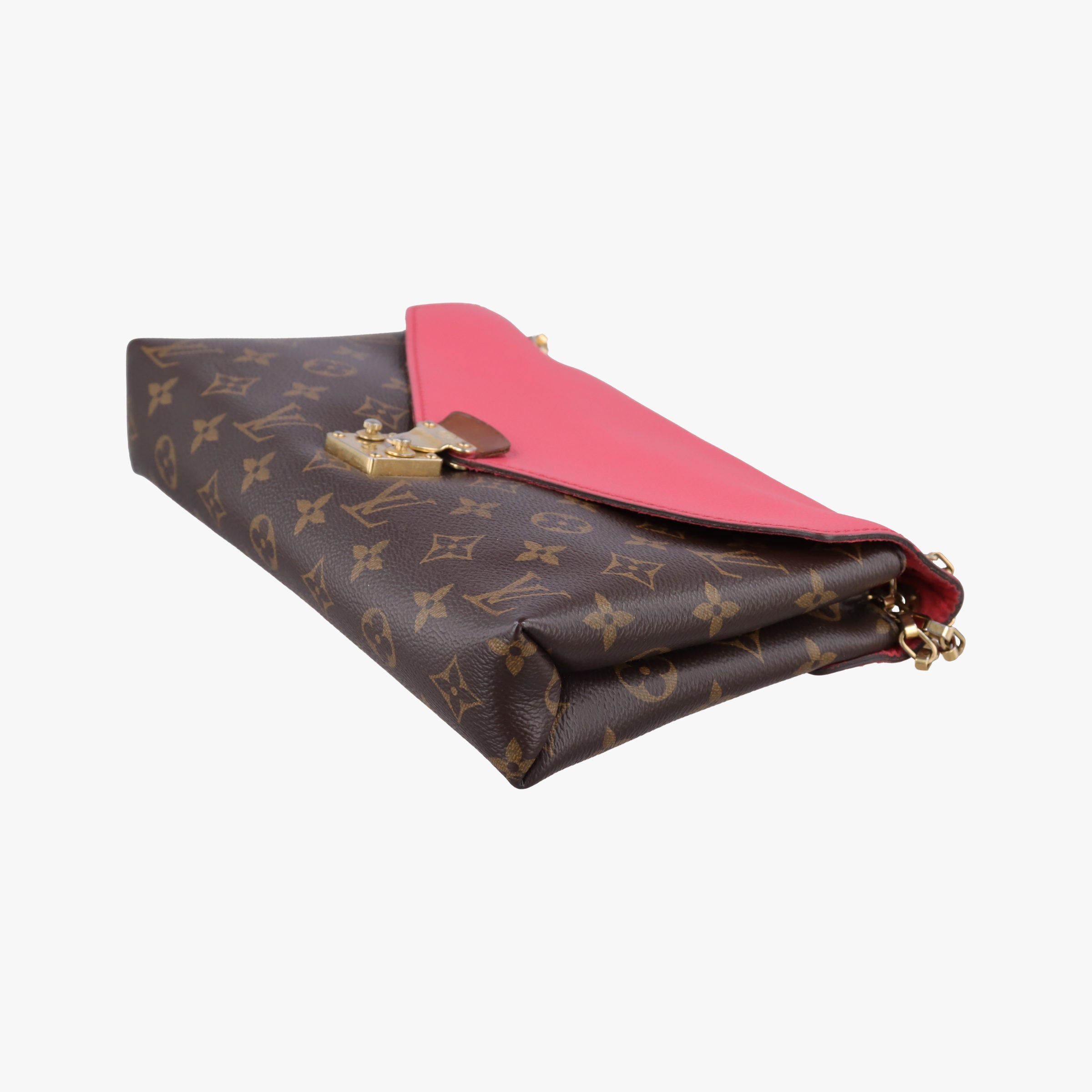 Pre-owned Louis Vuitton PALLAS Chain Brown×Poppy Petal Monogram Canvas×calf leather M41741 shoulderbag | stylenewstar