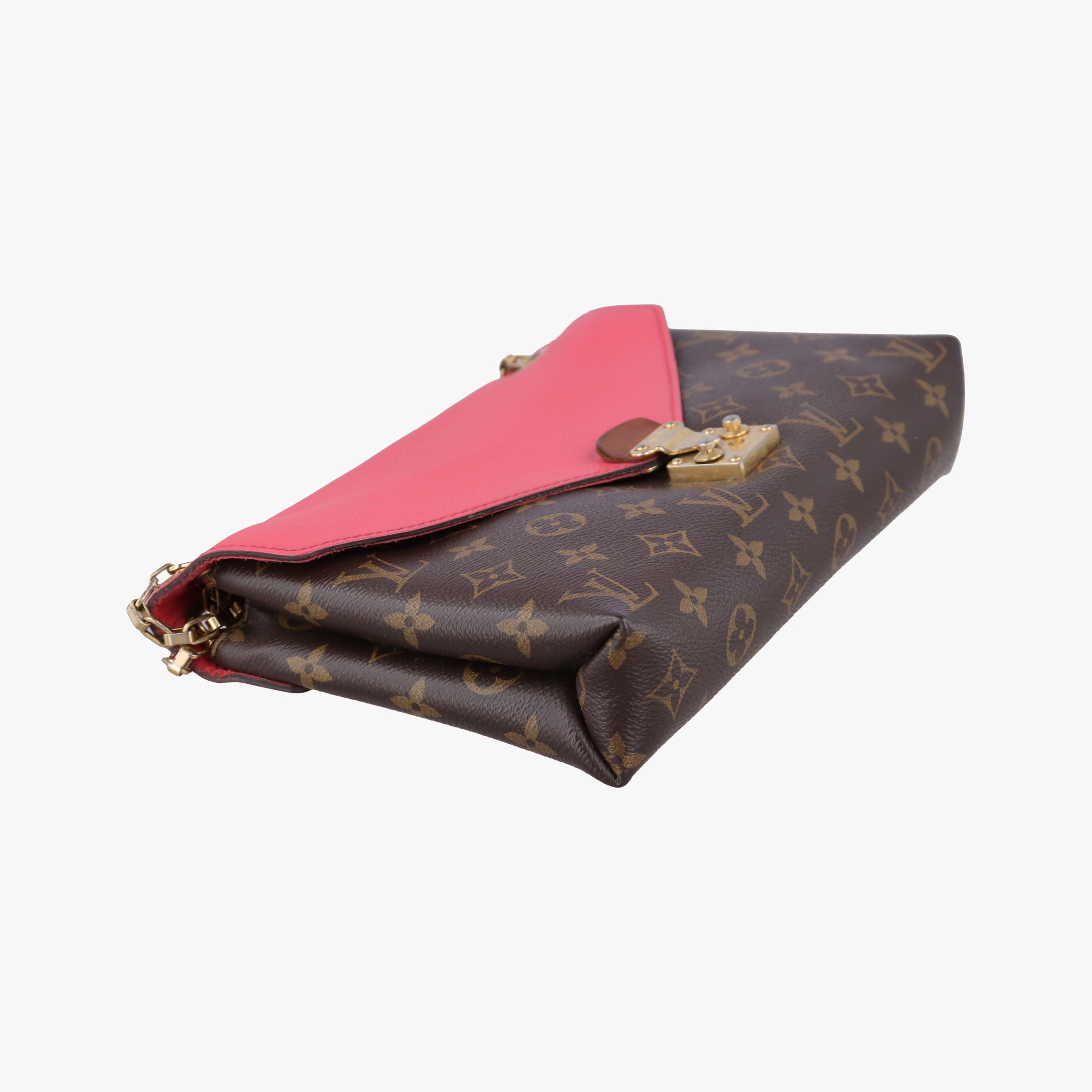 Pre-owned Louis Vuitton PALLAS Chain Brown×Poppy Petal Monogram Canvas×calf leather M41741 shoulderbag | stylenewstar