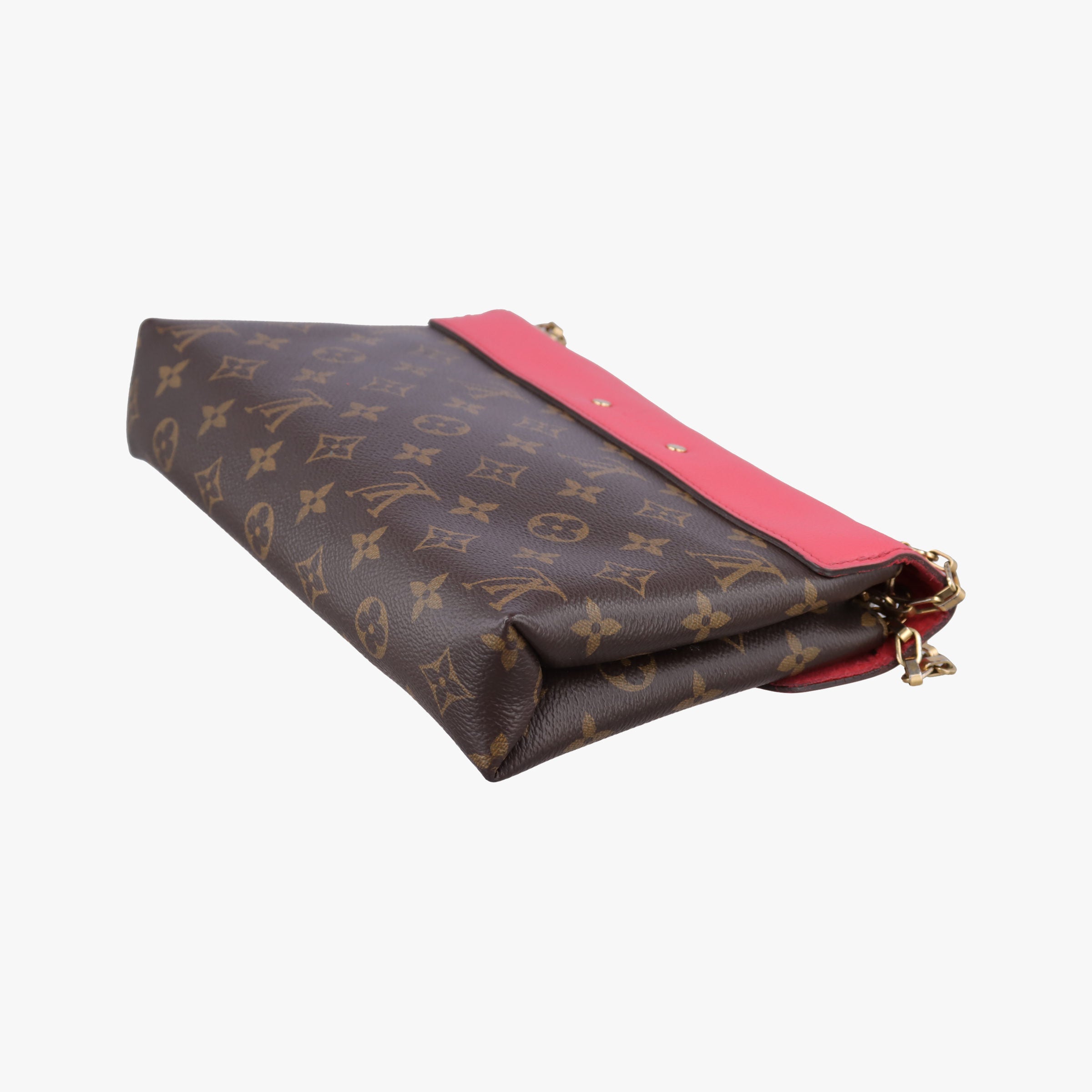 Pre-owned Louis Vuitton PALLAS Chain Brown×Poppy Petal Monogram Canvas×calf leather M41741 shoulderbag | stylenewstar