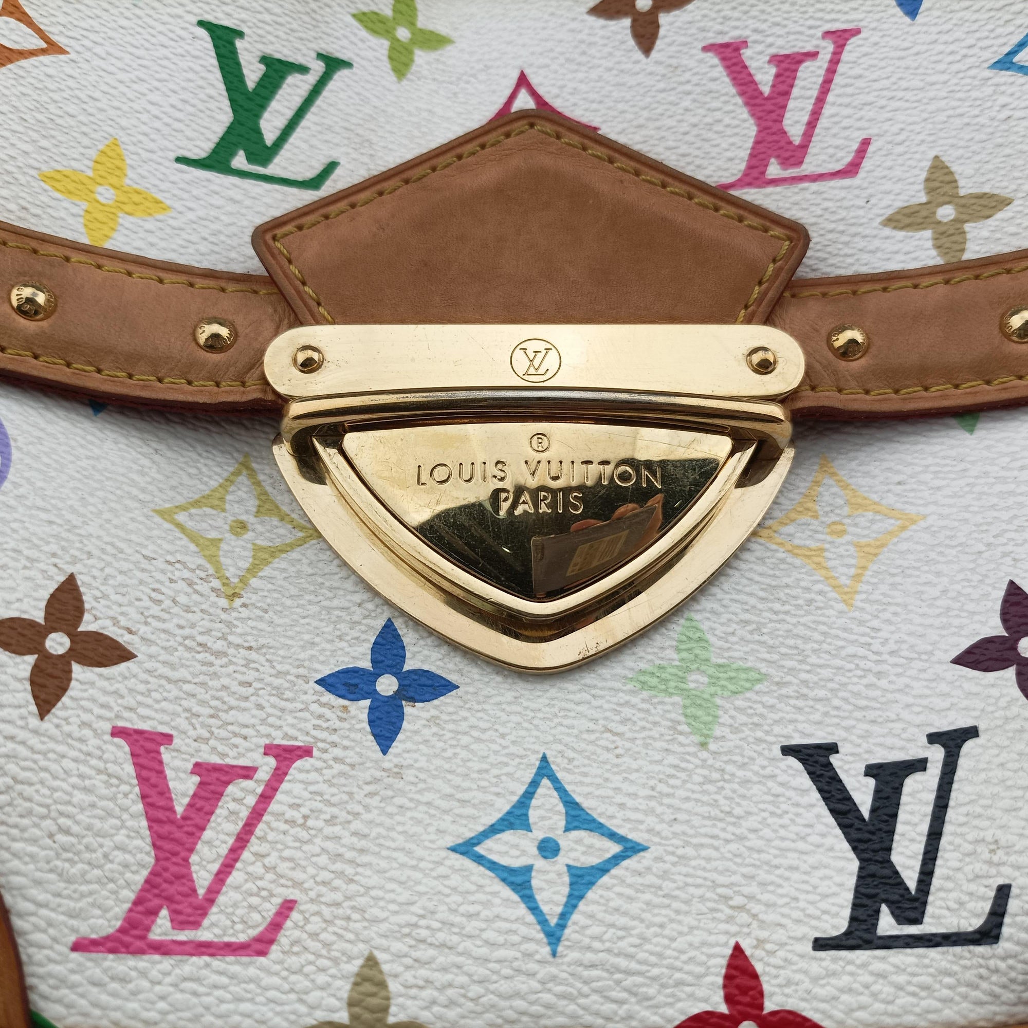 Pre-owned Louis Vuitton RITA white Monogram Multicolor M40125 shoulderbag | stylenewstar