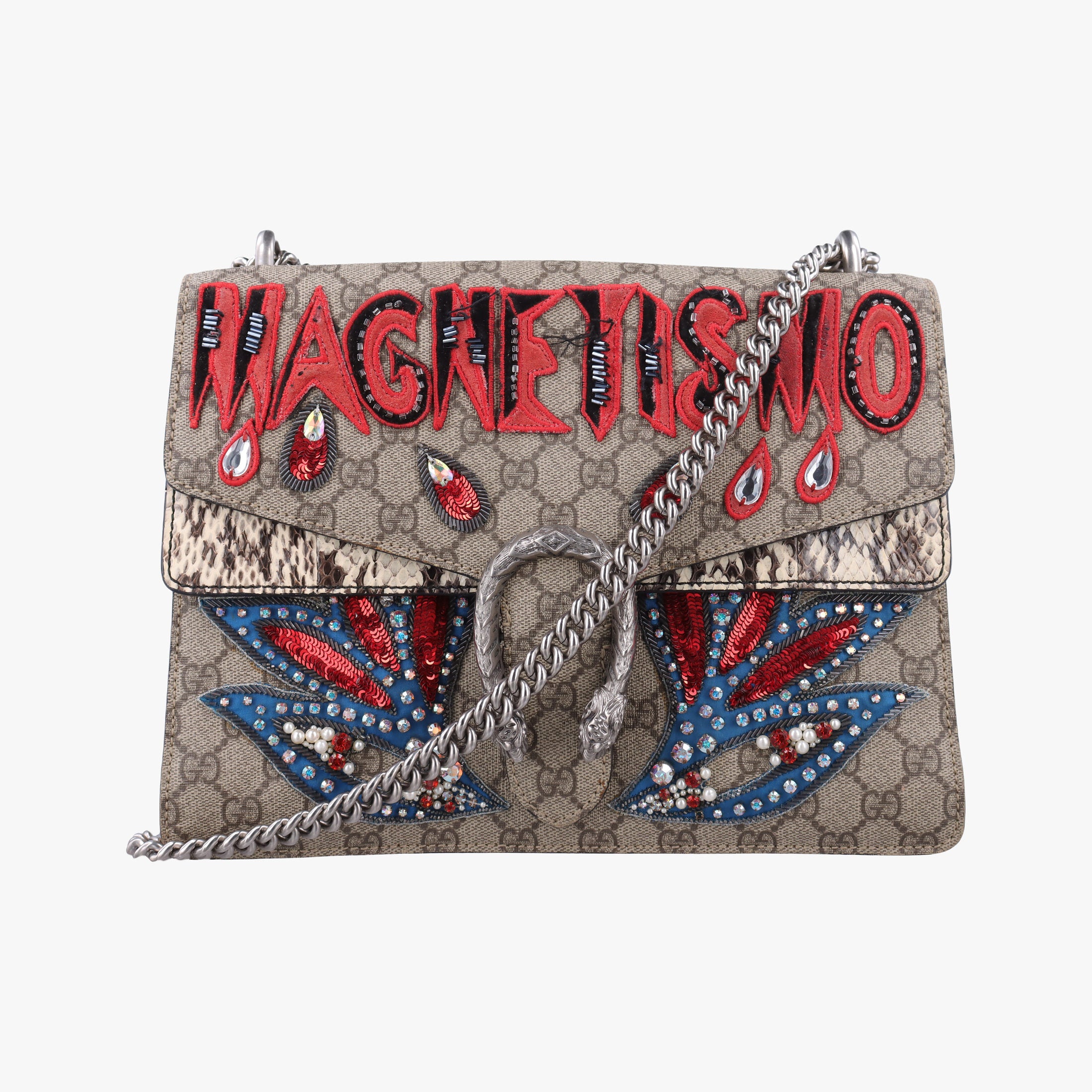 Secondhand Gucci Dionysus Beige×Multicolour PVC coated canvas×snakeskin 400235 shoulderbag | stylenewstar