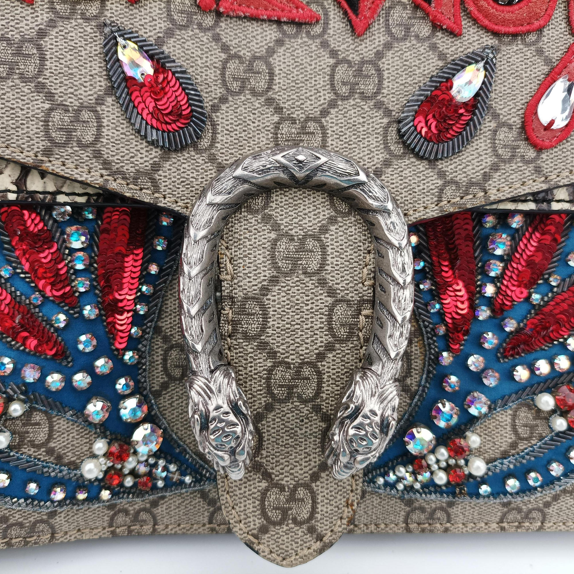 Secondhand Gucci Dionysus Beige×Multicolour PVC coated canvas×snakeskin 400235 shoulderbag | stylenewstar