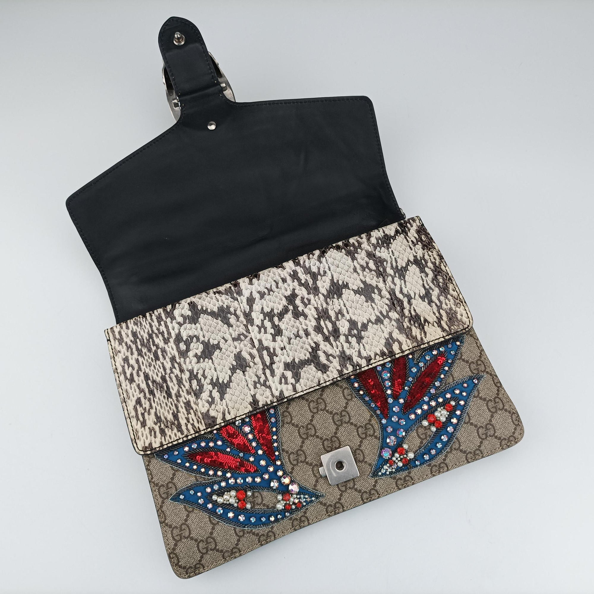 Secondhand Gucci Dionysus Beige×Multicolour PVC coated canvas×snakeskin 400235 shoulderbag | stylenewstar