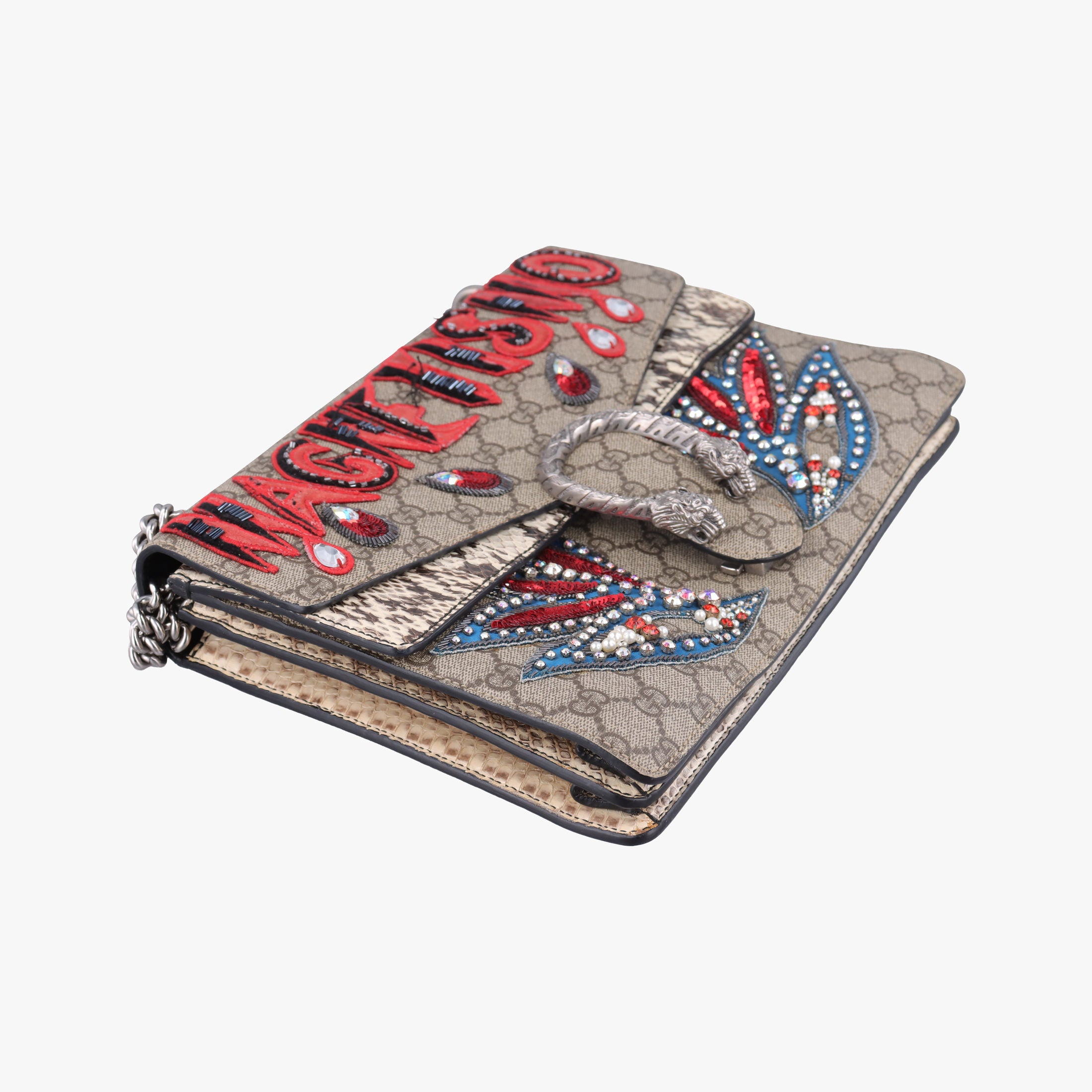 Secondhand Gucci Dionysus Beige×Multicolour PVC coated canvas×snakeskin 400235 shoulderbag | stylenewstar