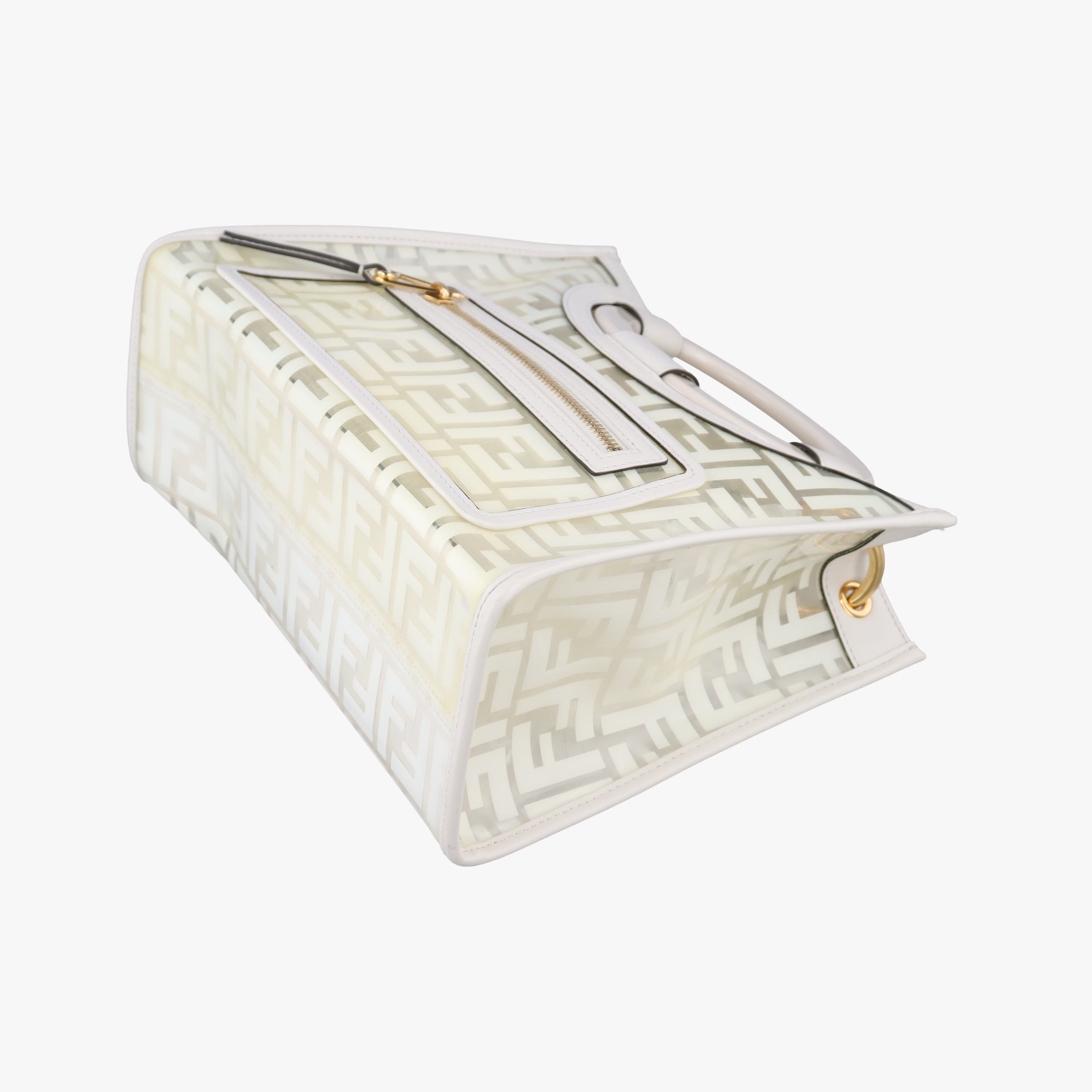 Pre-owned Fendi Runaway Shopper White PVC coated canvas×Leather 8BH353 shoulderbag | stylenewstar
