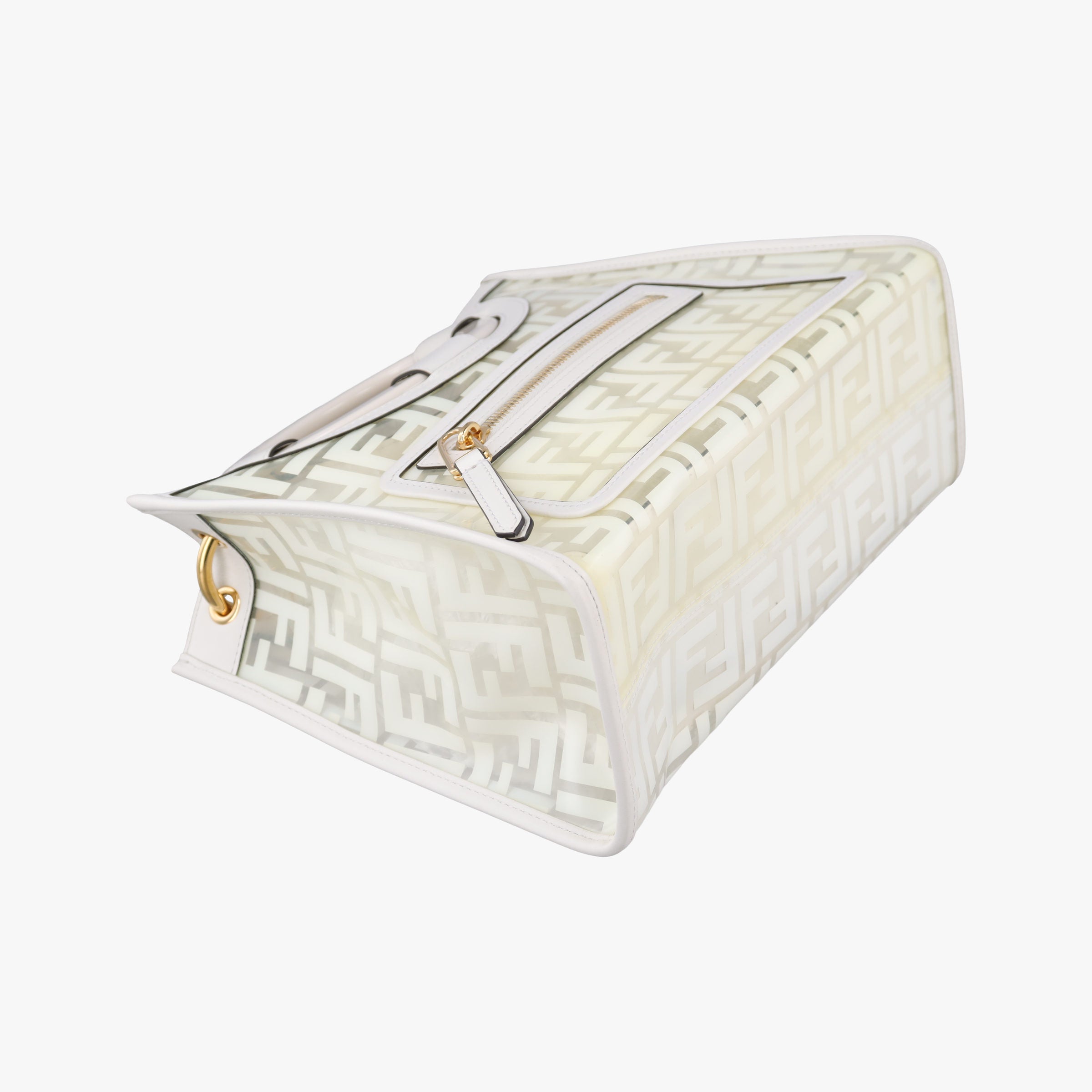 Pre-owned Fendi Runaway Shopper White PVC coated canvas×Leather 8BH353 shoulderbag | stylenewstar