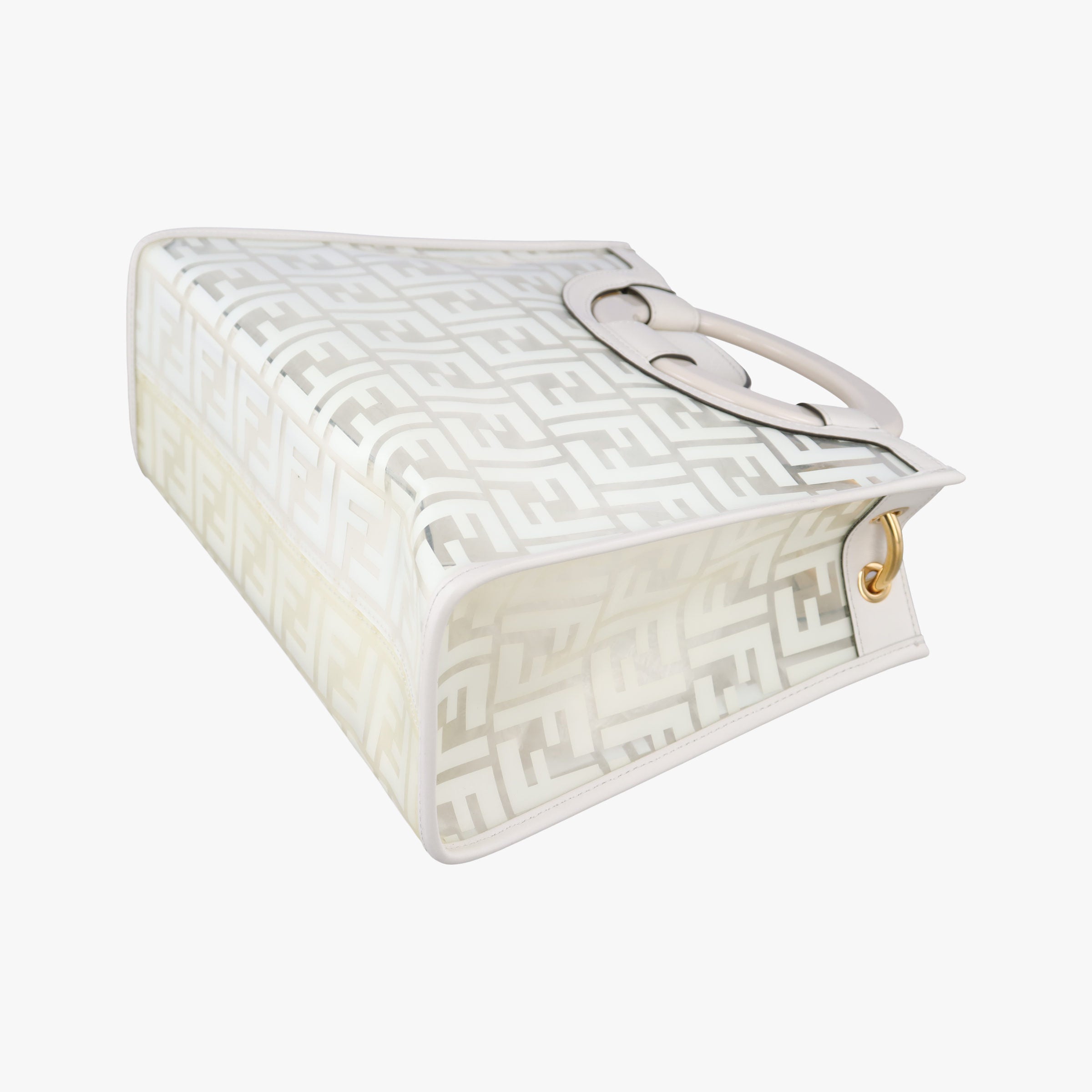 Pre-owned Fendi Runaway Shopper White PVC coated canvas×Leather 8BH353 shoulderbag | stylenewstar