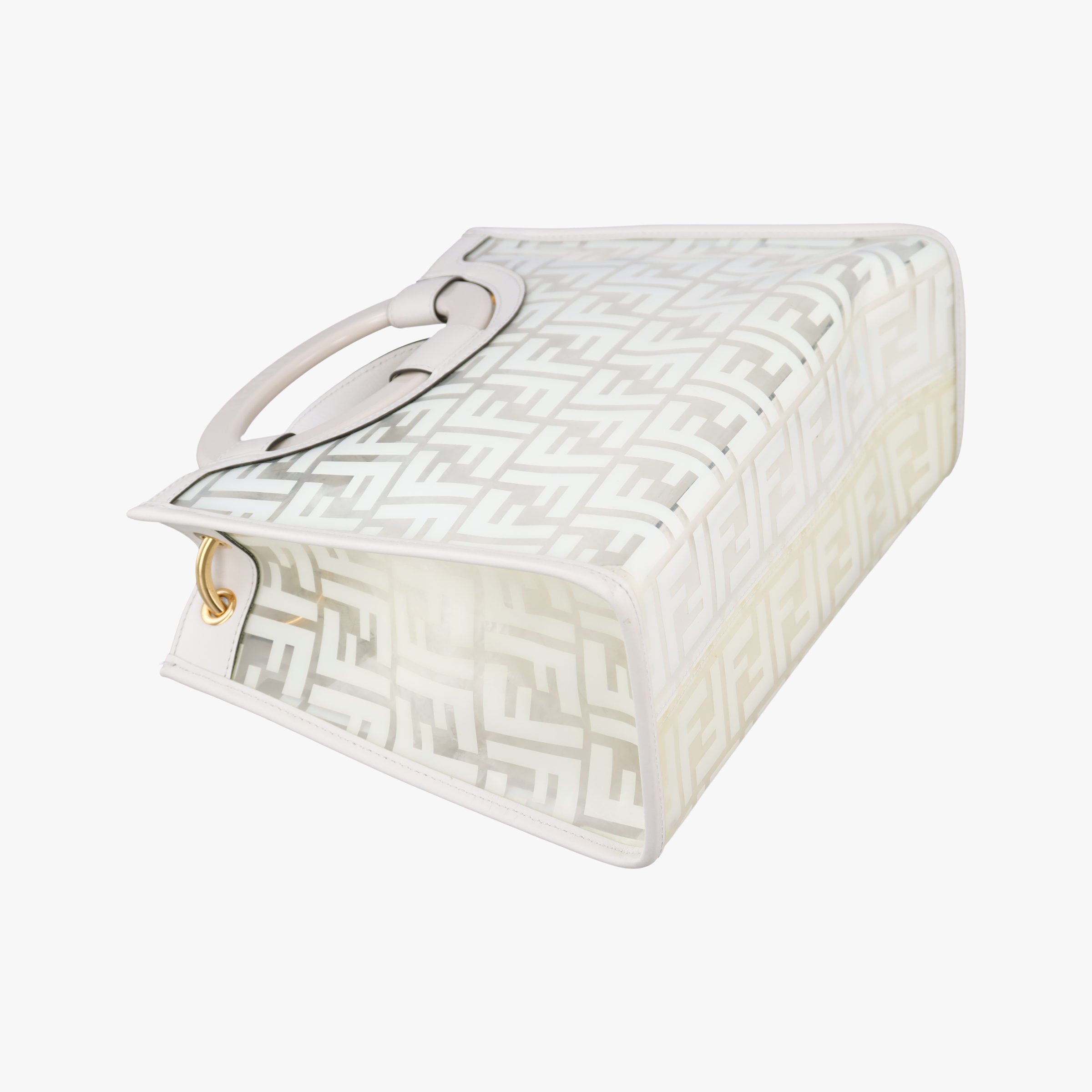 Pre-owned Fendi Runaway Shopper White PVC coated canvas×Leather 8BH353 shoulderbag | stylenewstar