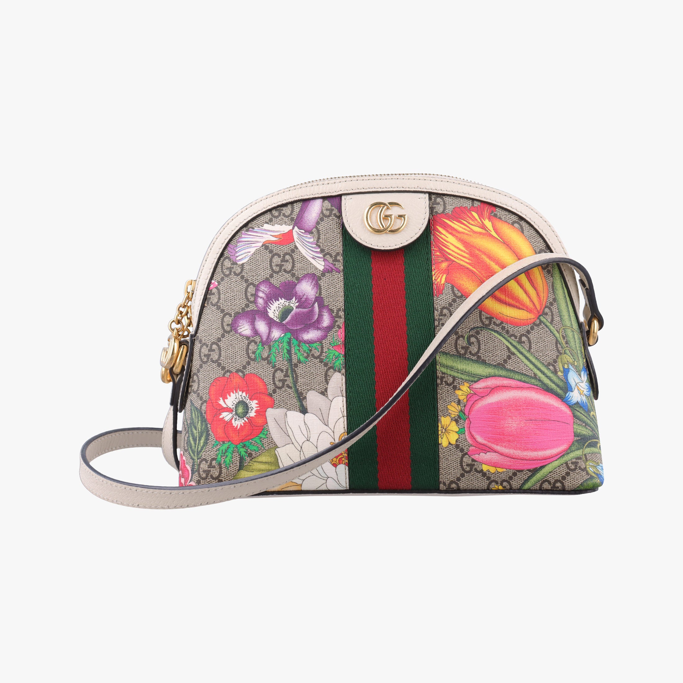 Pre-owned Gucci Ophidia beige×multi PVC coated canvas×Leather 499621 shoulderbag | stylenewstar