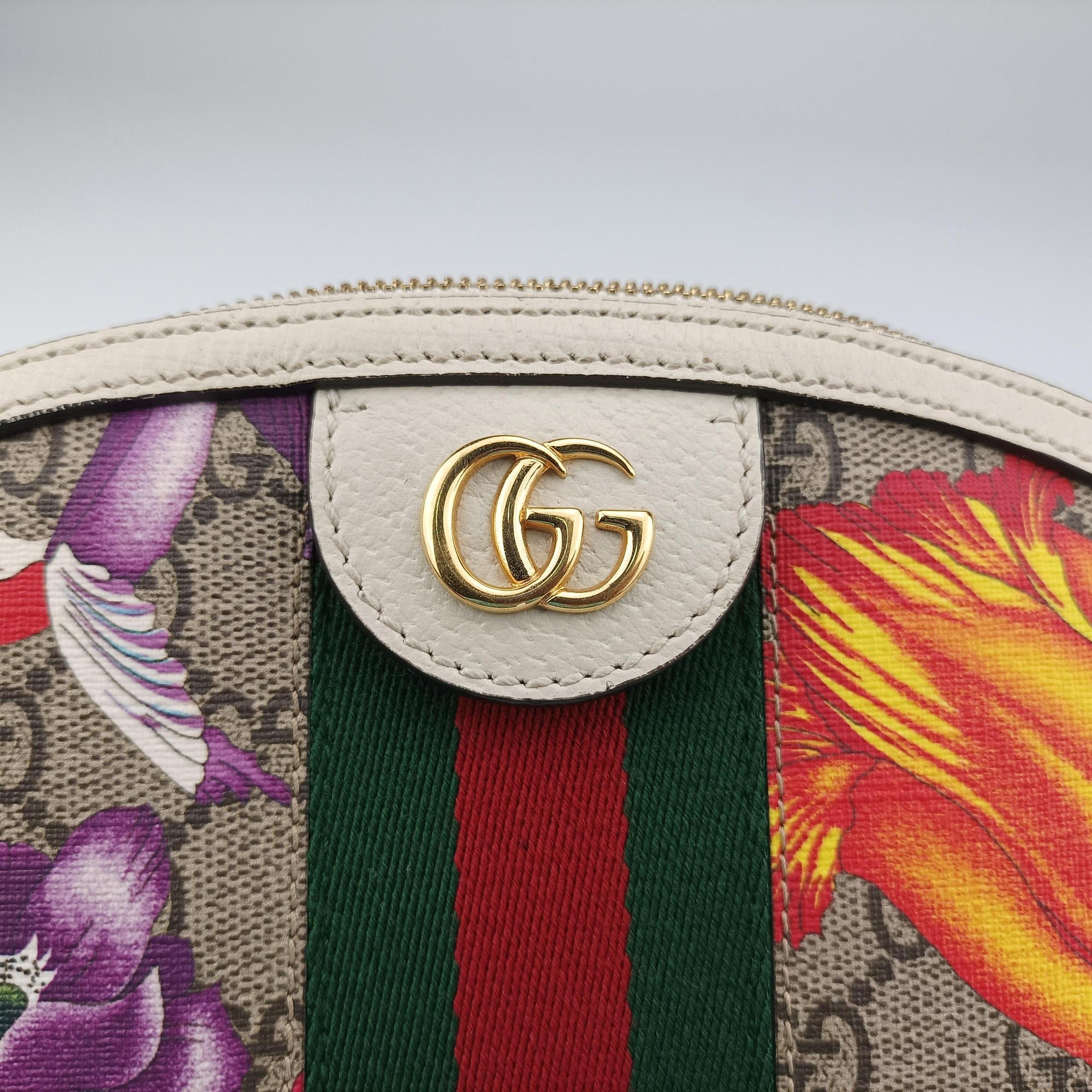 Pre-owned Gucci Ophidia beige×multi PVC coated canvas×Leather 499621 shoulderbag | stylenewstar