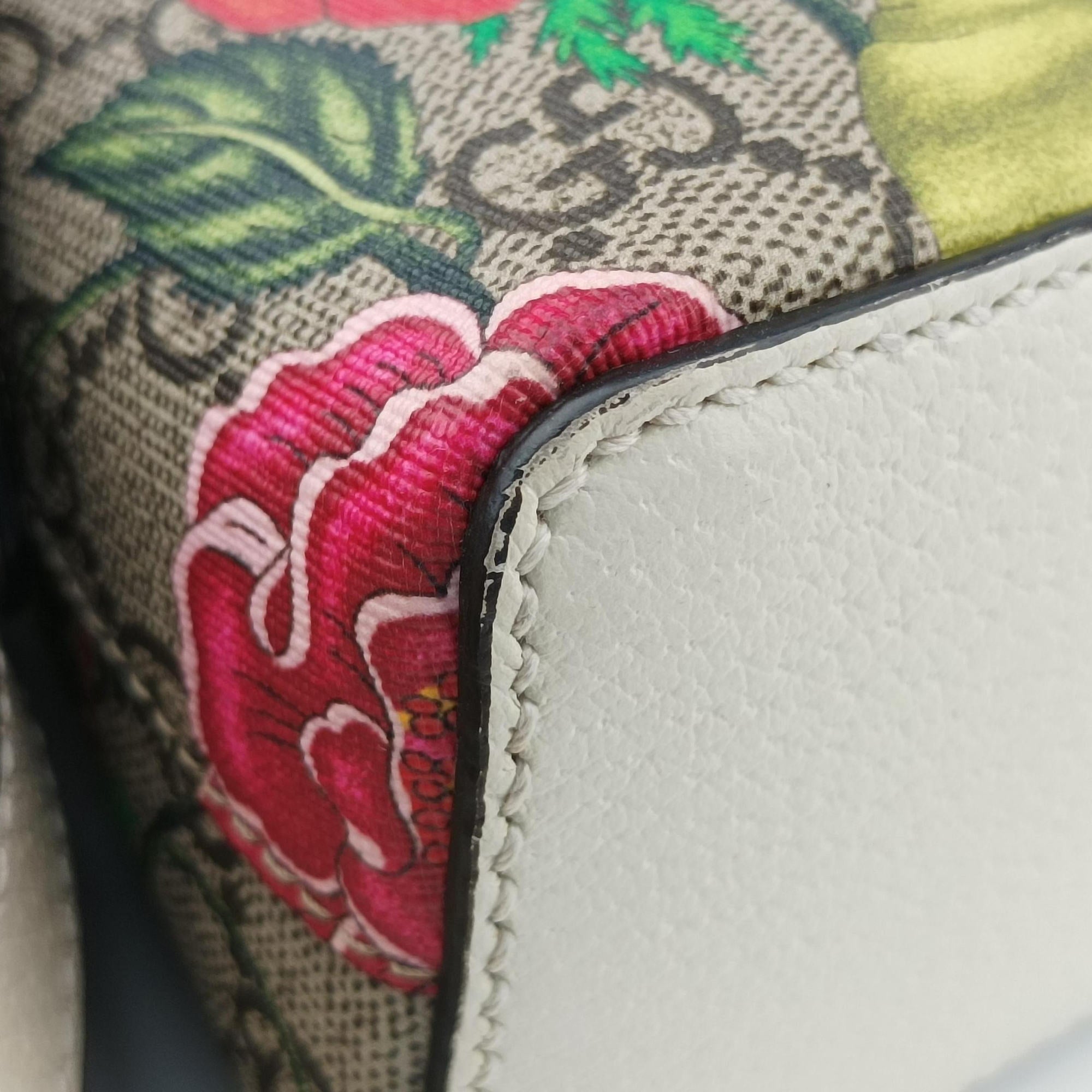 Pre-owned Gucci Ophidia beige×multi PVC coated canvas×Leather 499621 shoulderbag | stylenewstar