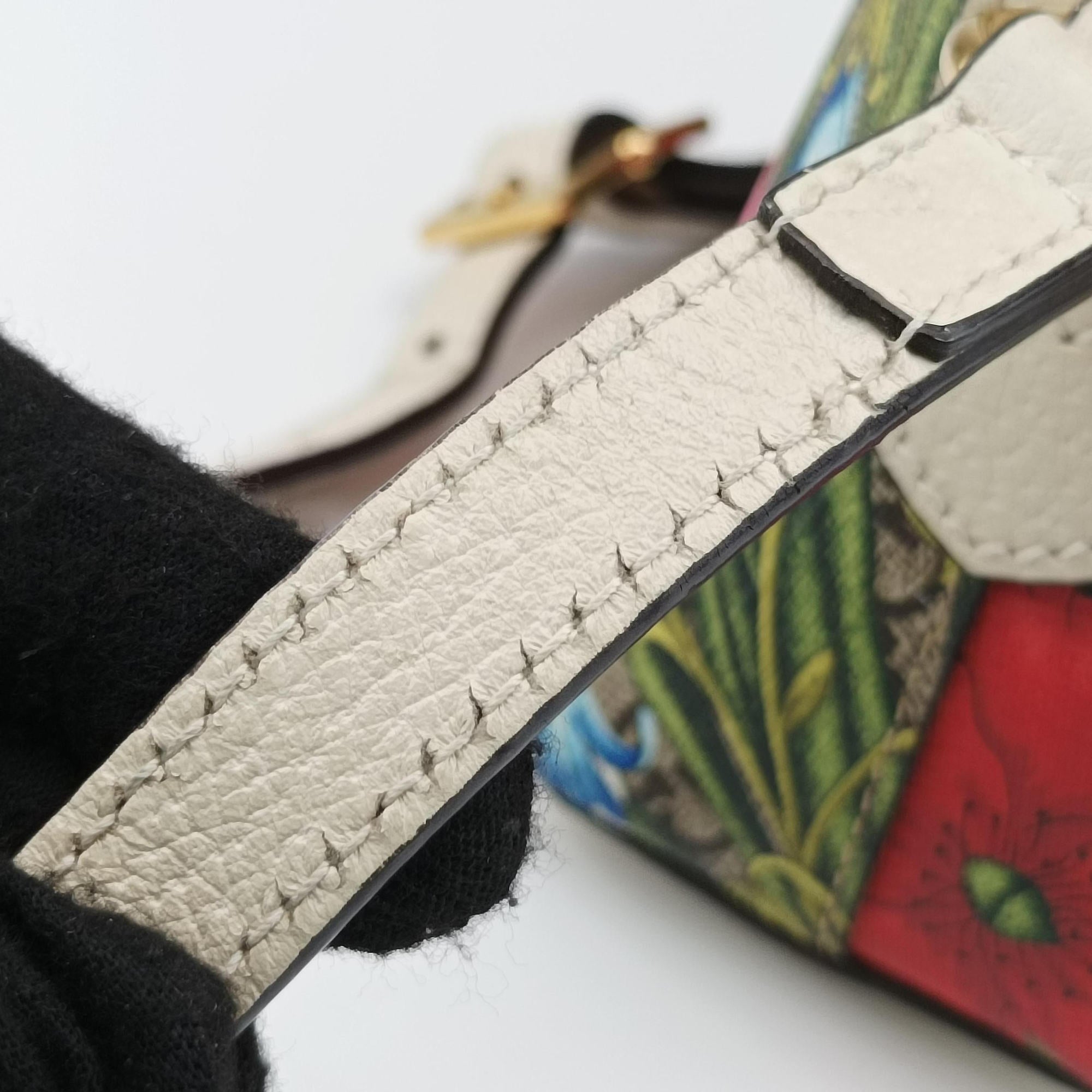 Pre-owned Gucci Ophidia beige×multi PVC coated canvas×Leather 499621 shoulderbag | stylenewstar