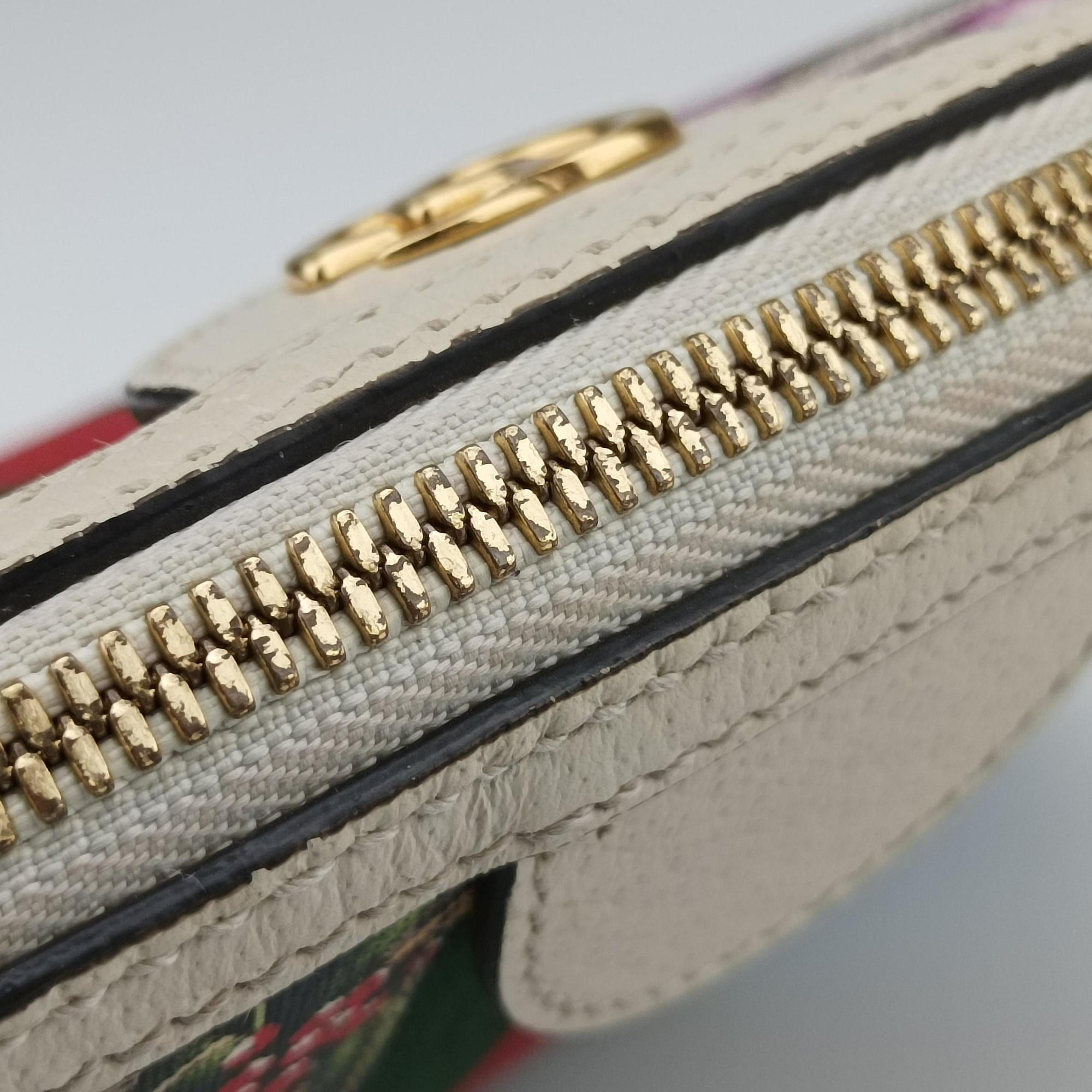 Pre-owned Gucci Ophidia beige×multi PVC coated canvas×Leather 499621 shoulderbag | stylenewstar