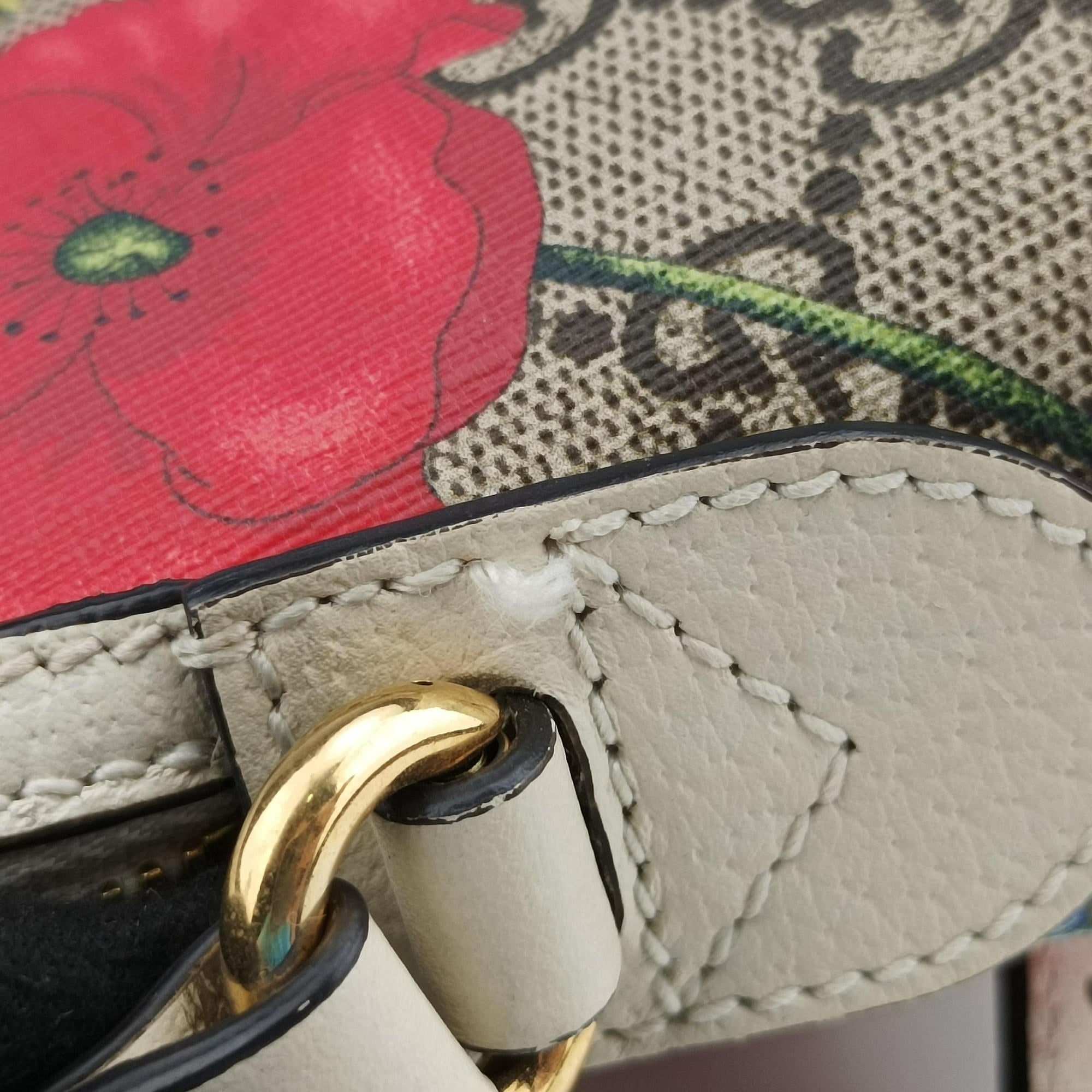 Pre-owned Gucci Ophidia beige×multi PVC coated canvas×Leather 499621 shoulderbag | stylenewstar