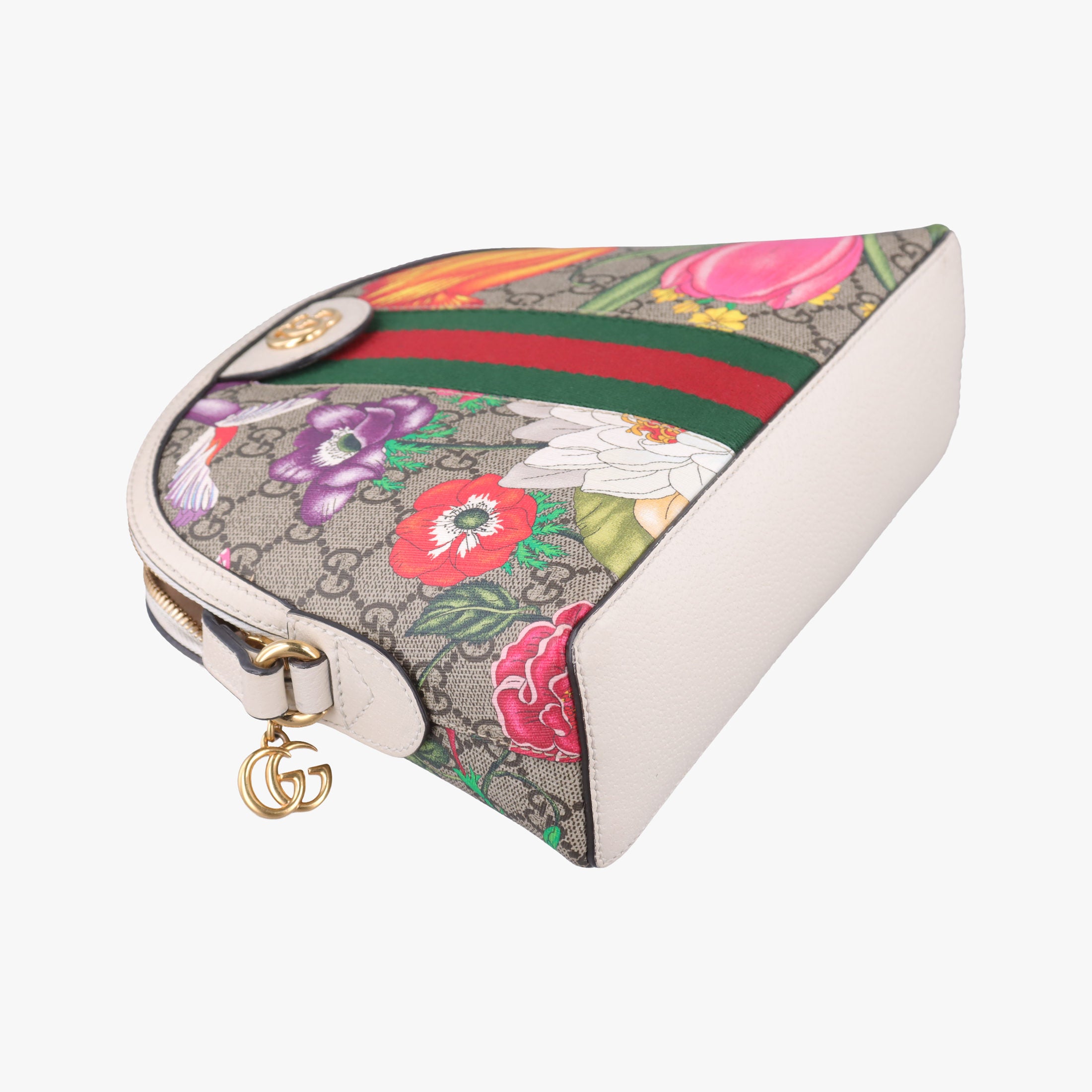 Pre-owned Gucci Ophidia beige×multi PVC coated canvas×Leather 499621 shoulderbag | stylenewstar