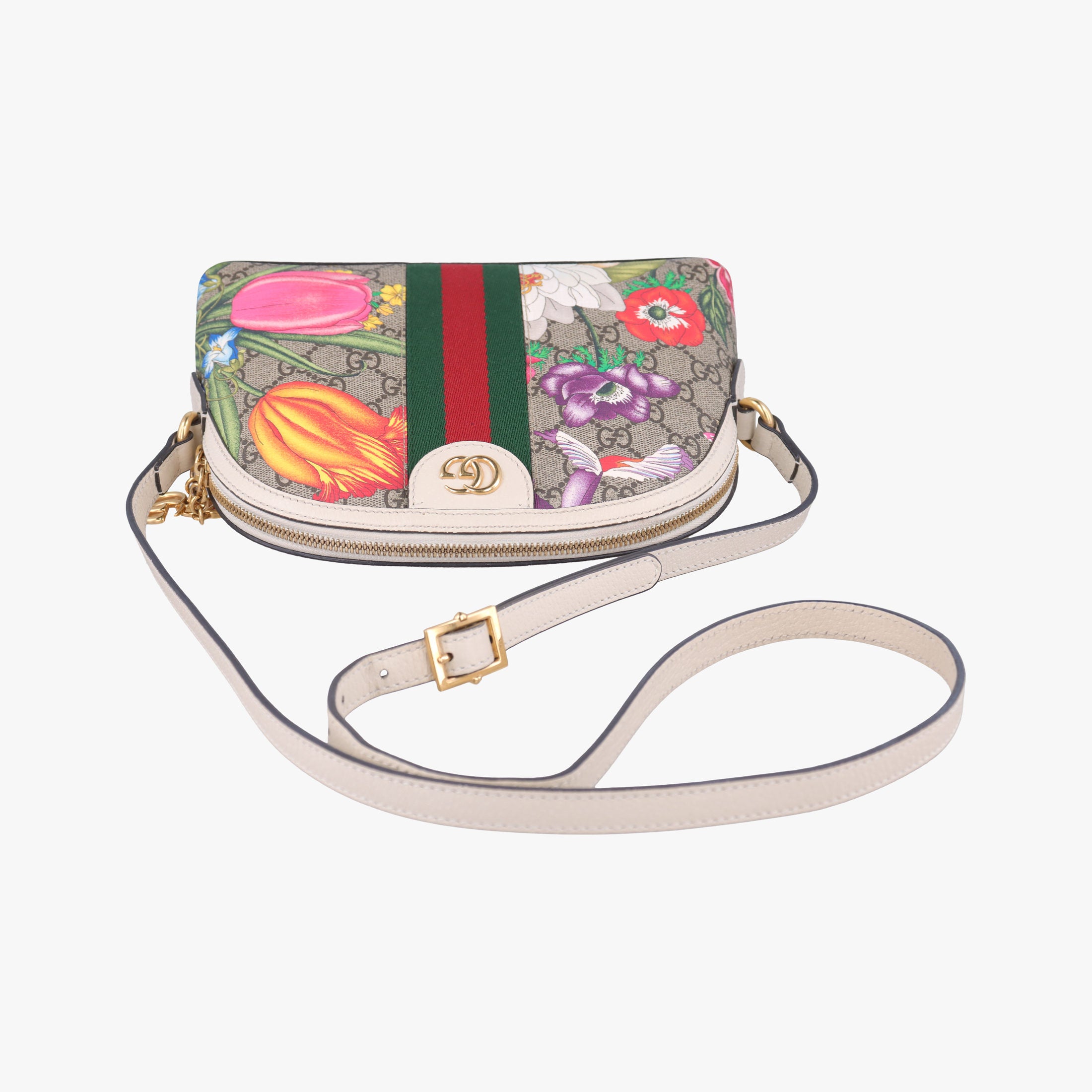 Pre-owned Gucci Ophidia beige×multi PVC coated canvas×Leather 499621 shoulderbag | stylenewstar