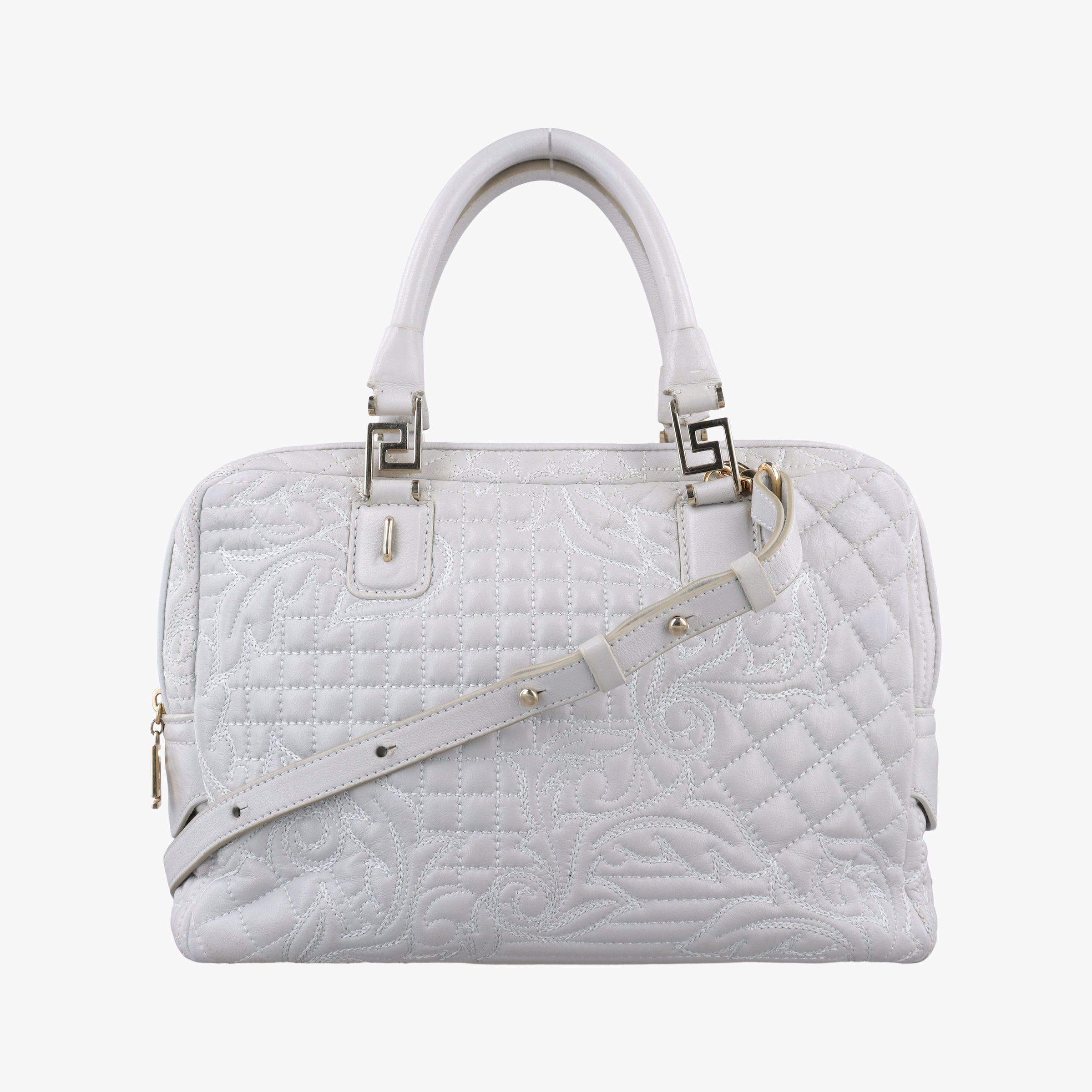 Vintage VERSACE Vanitas Studded Grey Leather  shoulderbag | stylenewstar