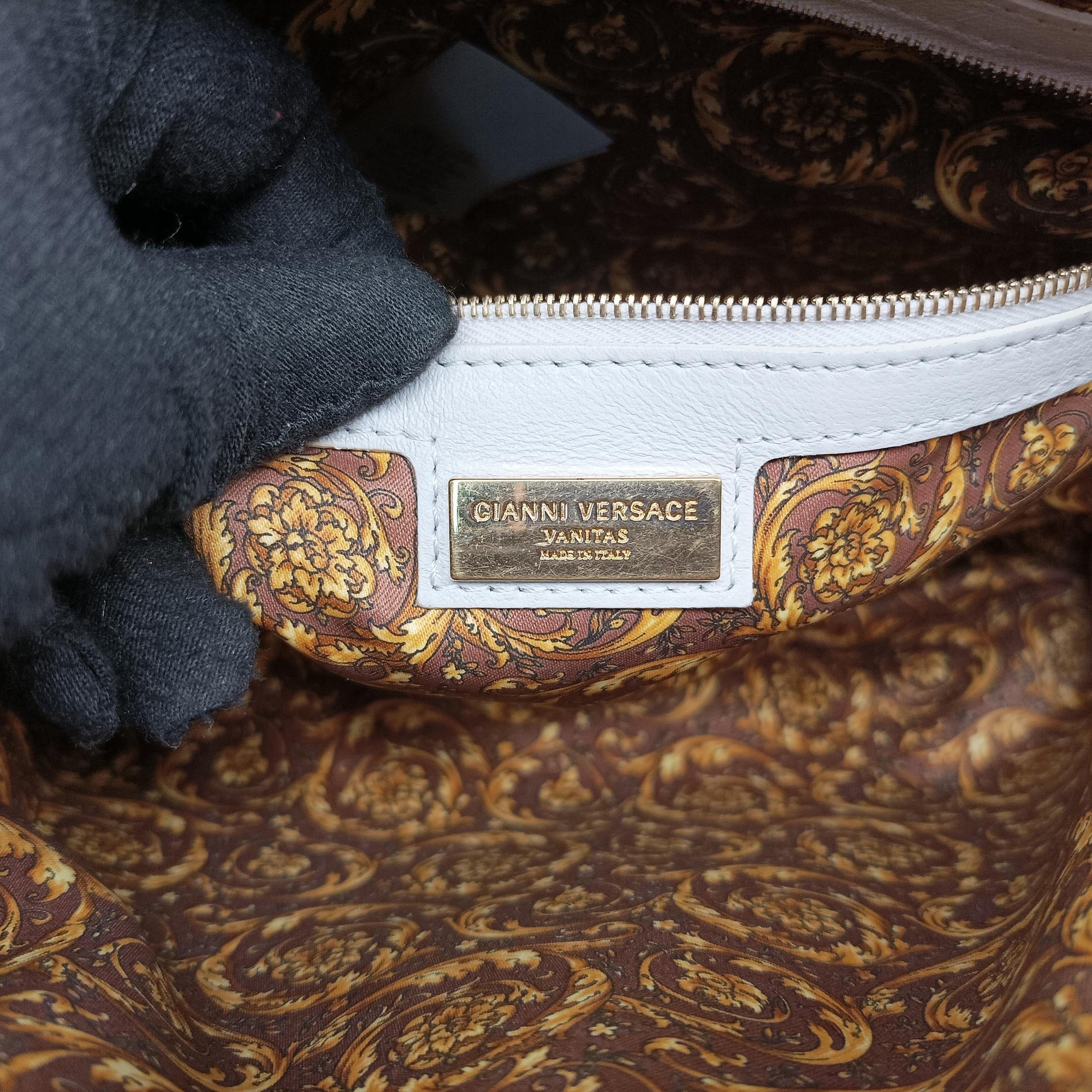 Vintage VERSACE Vanitas Studded Grey Leather  shoulderbag | stylenewstar