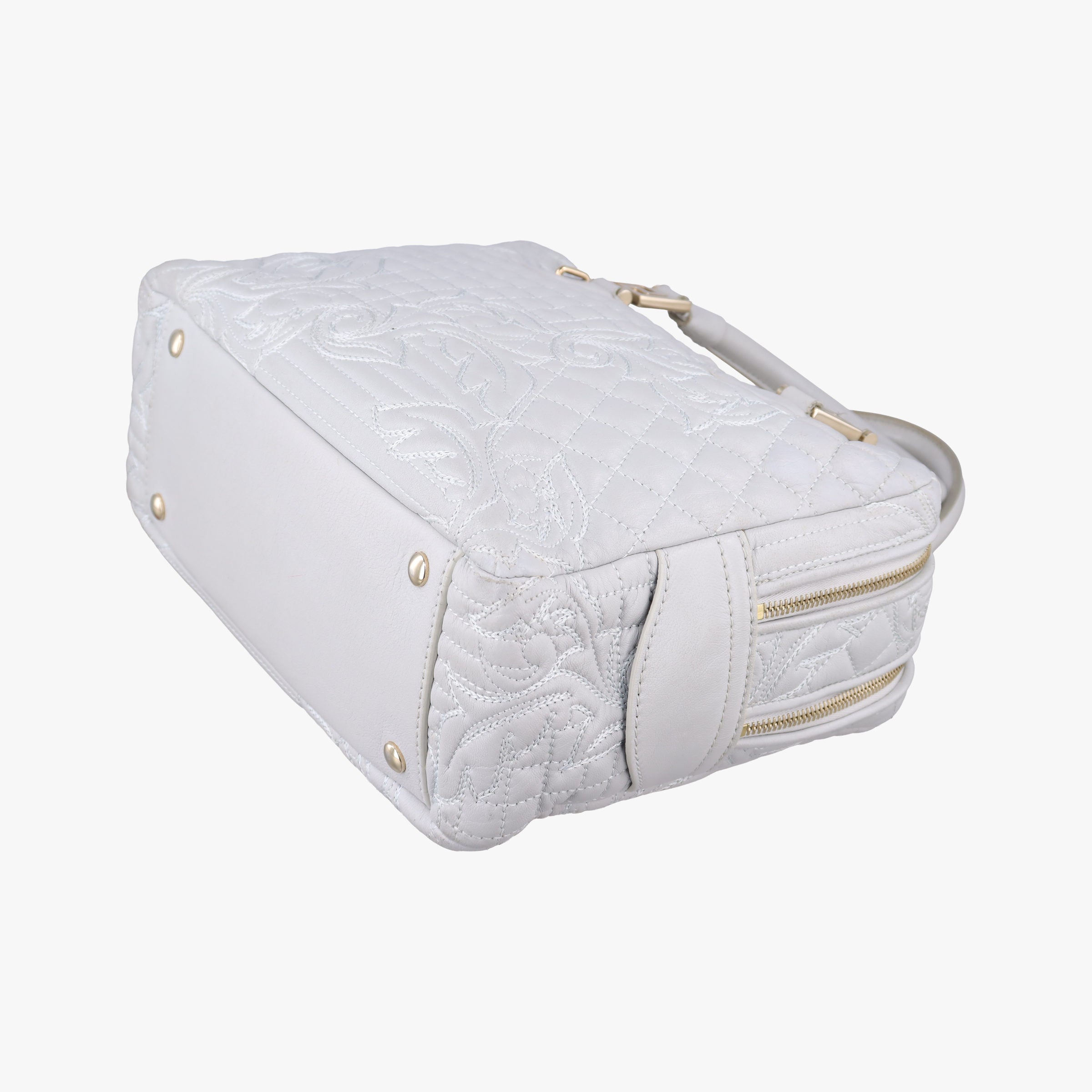 Vintage VERSACE Vanitas Studded Grey Leather  shoulderbag | stylenewstar