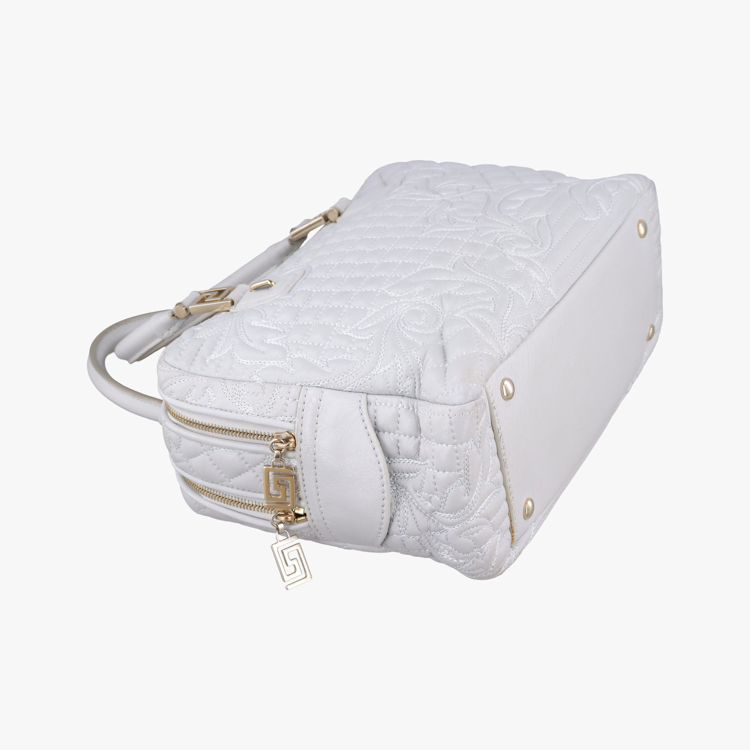 Vintage VERSACE Vanitas Studded Grey Leather  shoulderbag | stylenewstar
