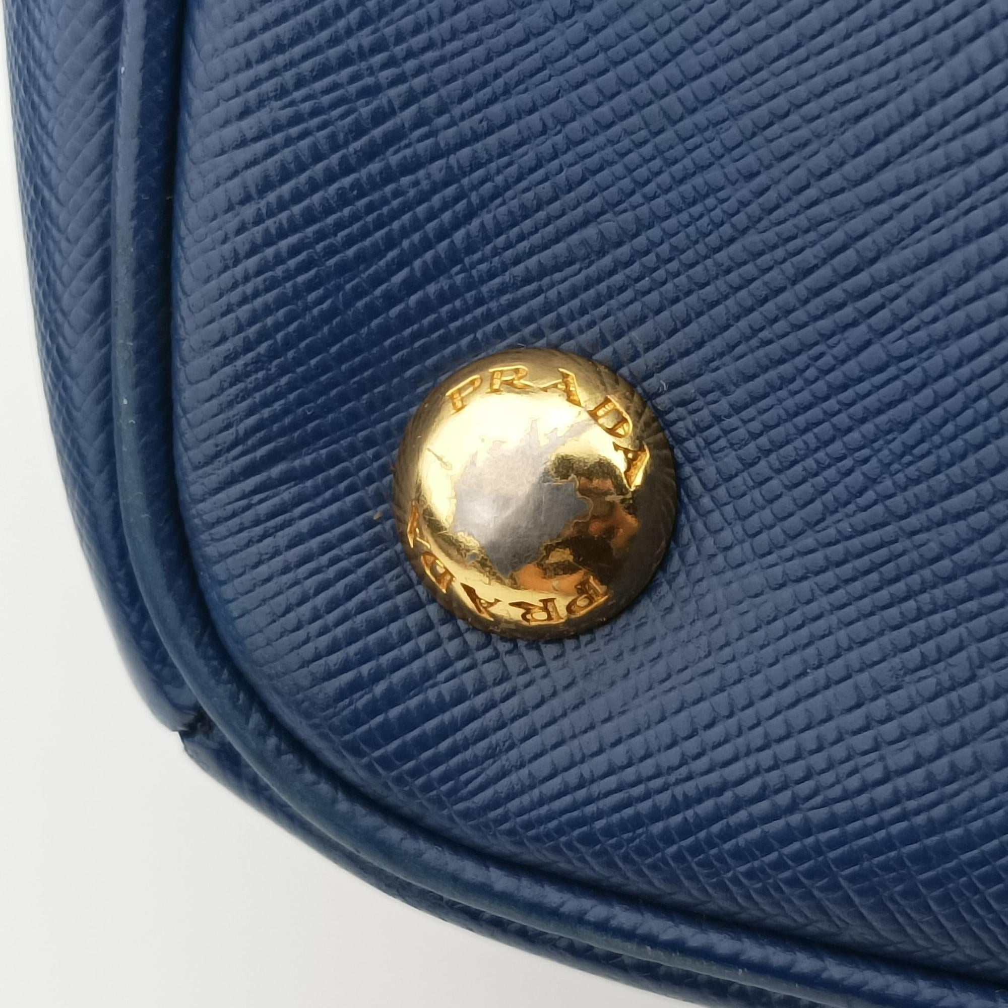 Pre-owned Prada Galleria Blue SAFFIANO Leather BN2274 handbag | stylenewstar