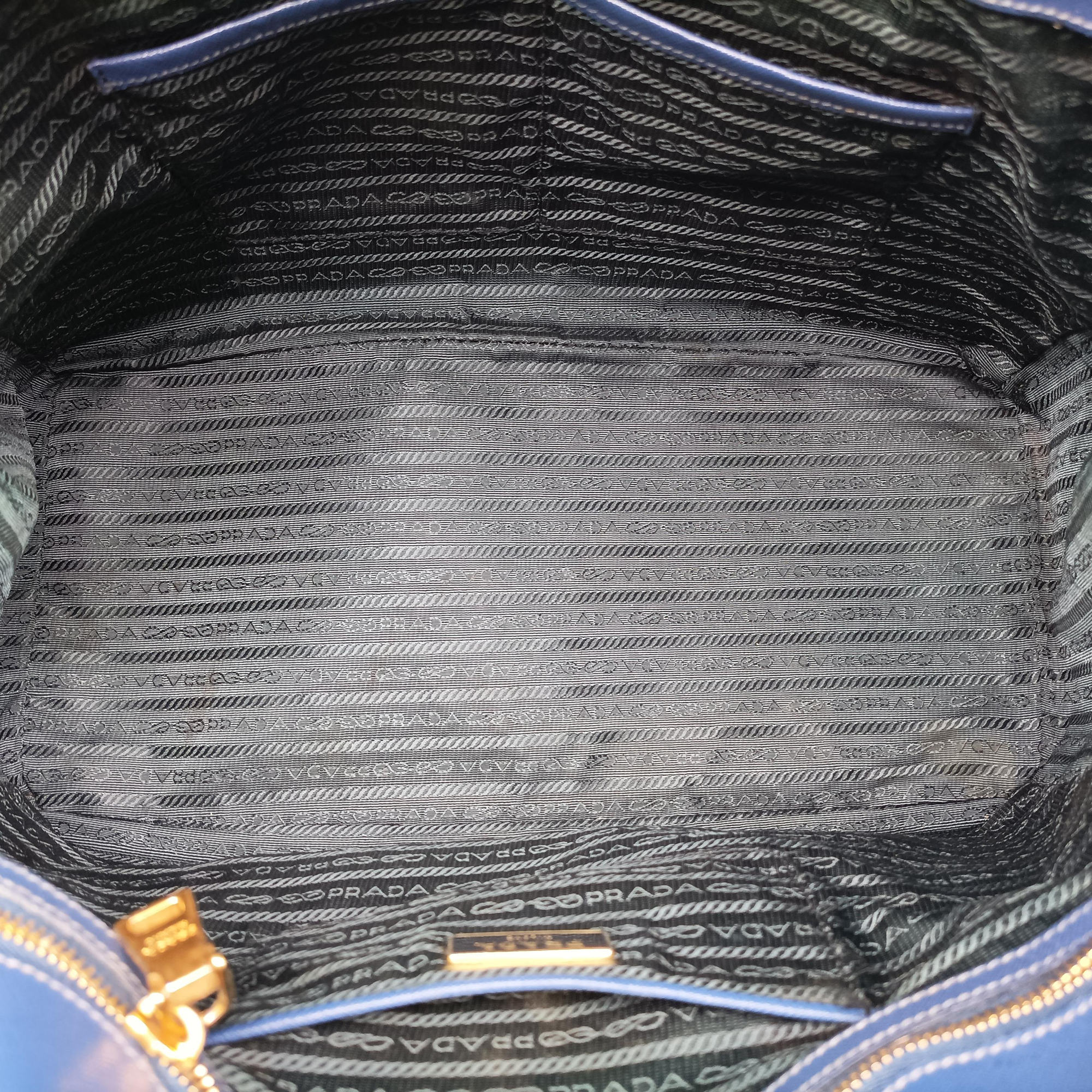 Pre-owned Prada Galleria Blue SAFFIANO Leather BN2274 handbag | stylenewstar