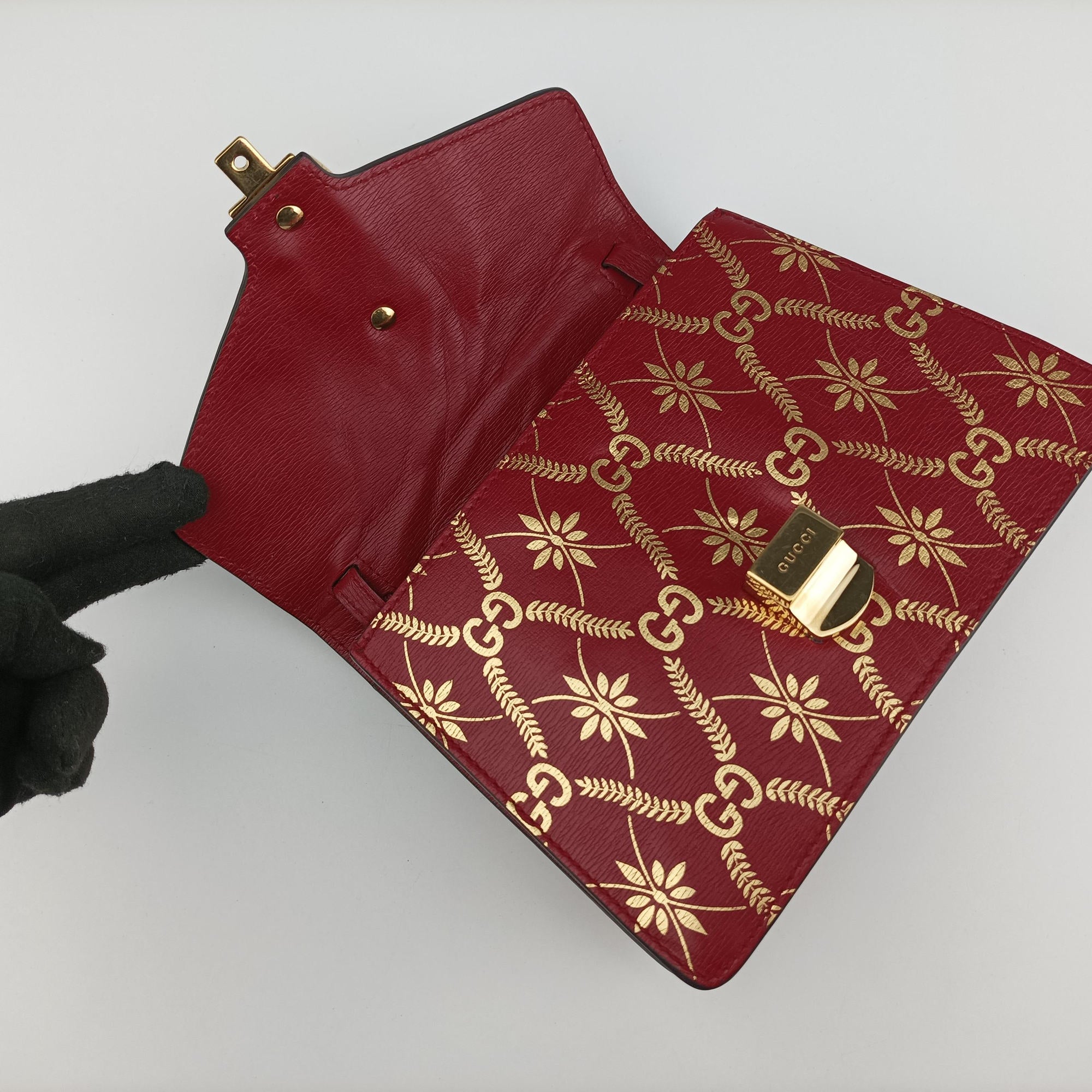 Pre-owned Gucci Sylvie red×Multicolour Leather 470270 shoulderbag | stylenewstar