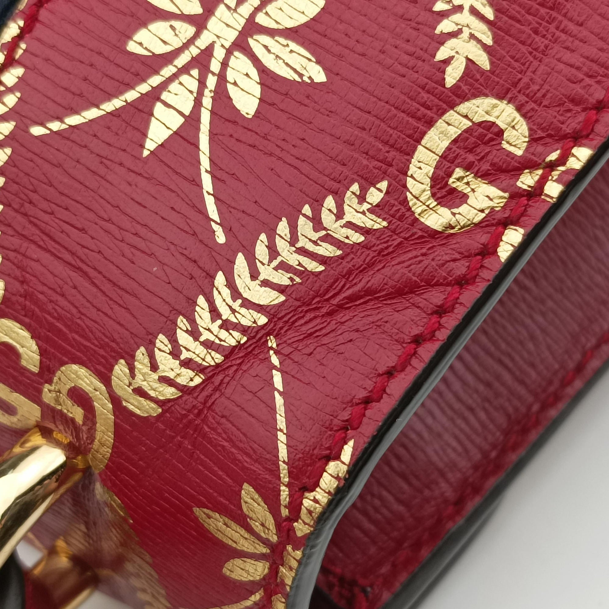 Pre-owned Gucci Sylvie red×Multicolour Leather 470270 shoulderbag | stylenewstar