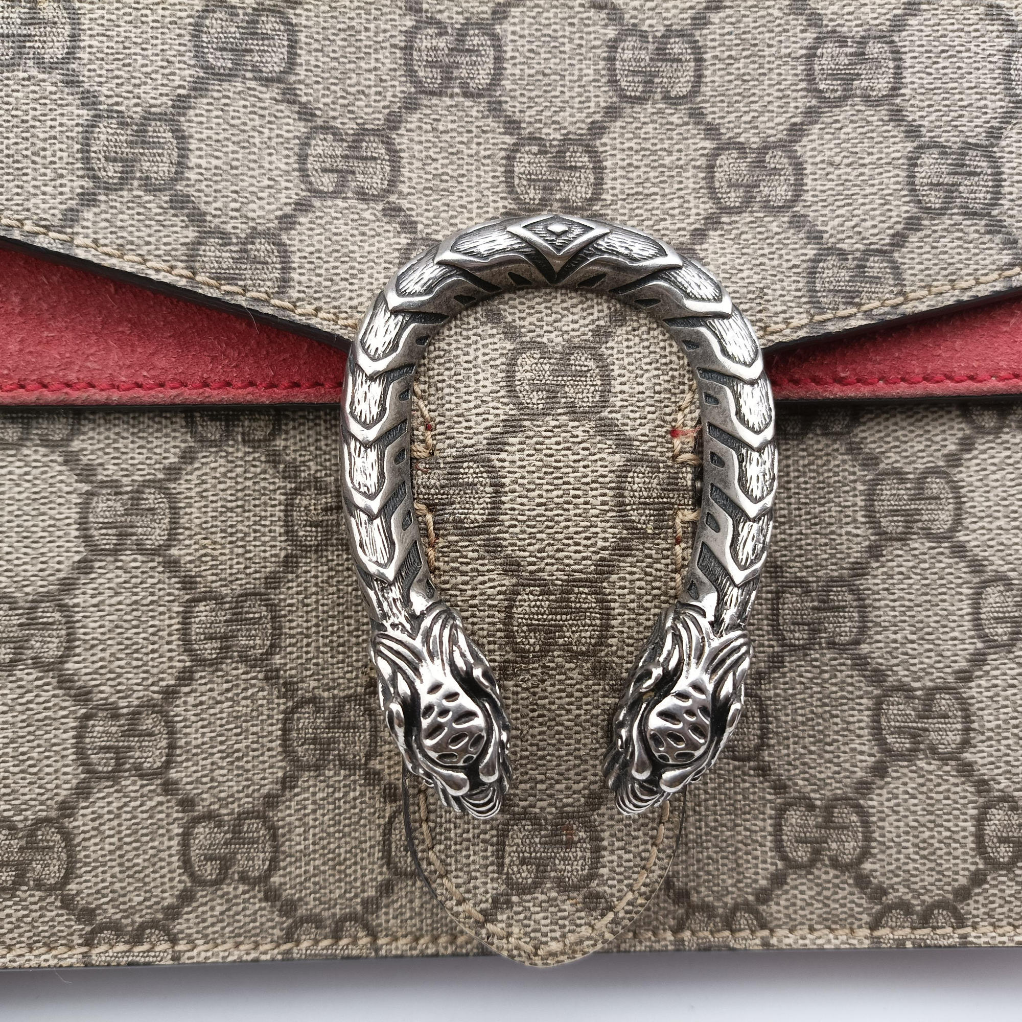 Secondhand Gucci Dionysus beige×red PVC coated canvas x Suede 400249 shoulderbag | stylenewstar