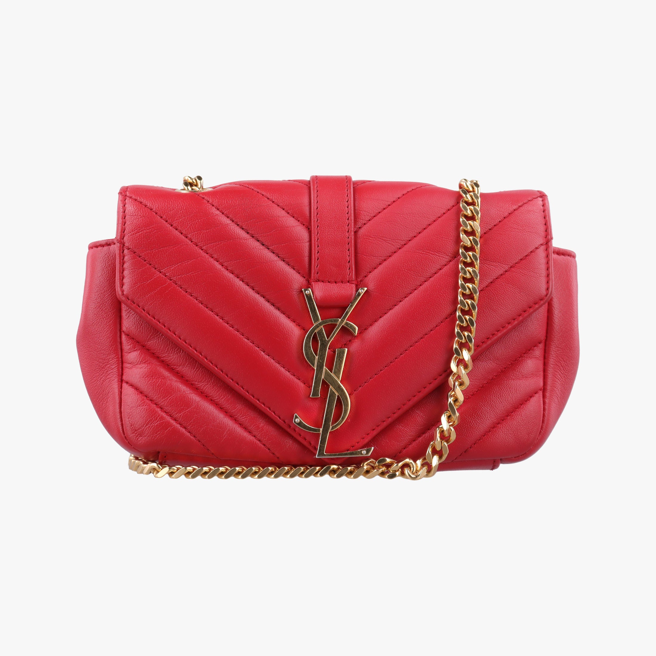 Pre-owned Yves Saint Laurent Baby Chai Red Leather 399289 shoulderbag | stylenewstar