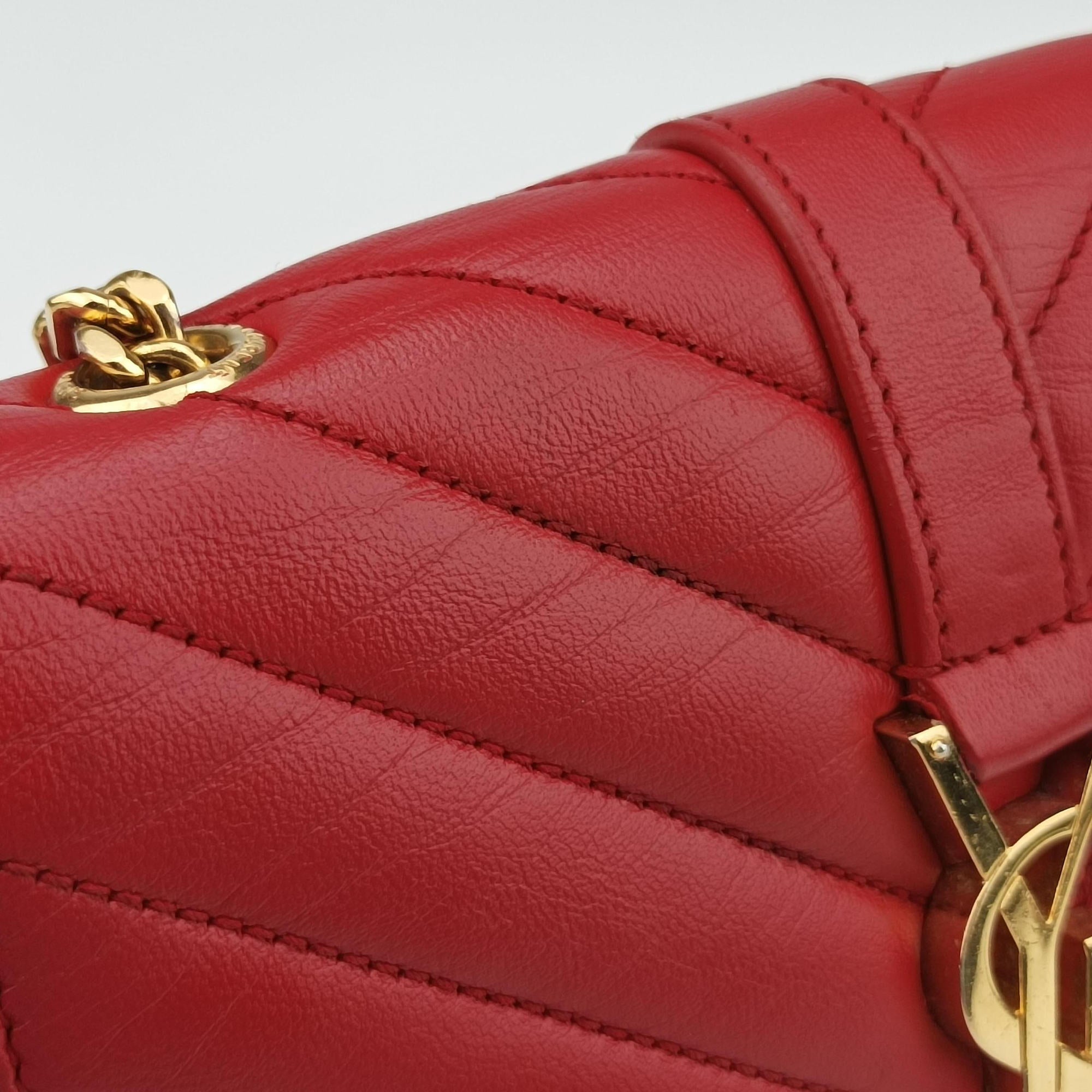 Pre-owned Yves Saint Laurent Baby Chai Red Leather 399289 shoulderbag | stylenewstar