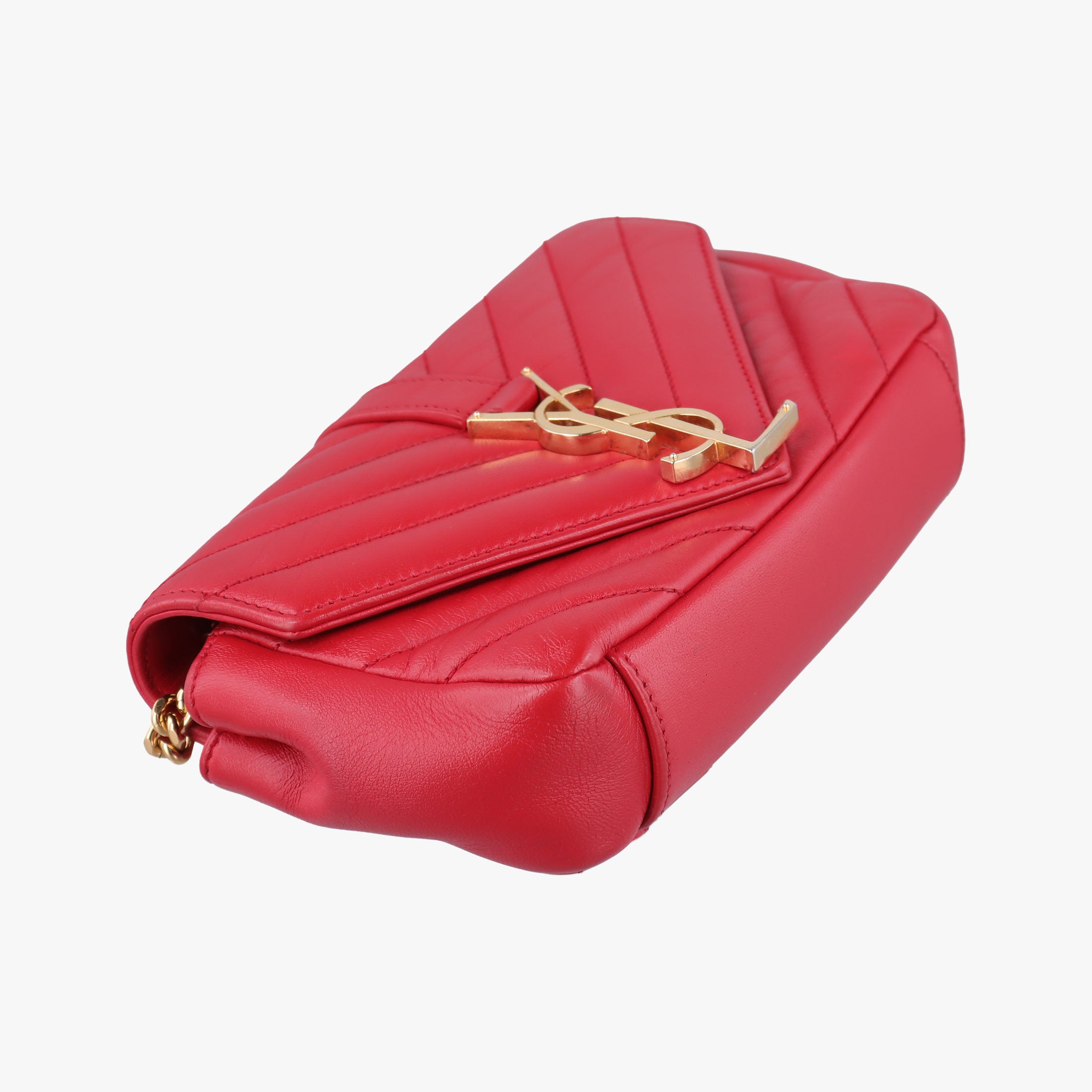 Pre-owned Yves Saint Laurent Baby Chai Red Leather 399289 shoulderbag | stylenewstar