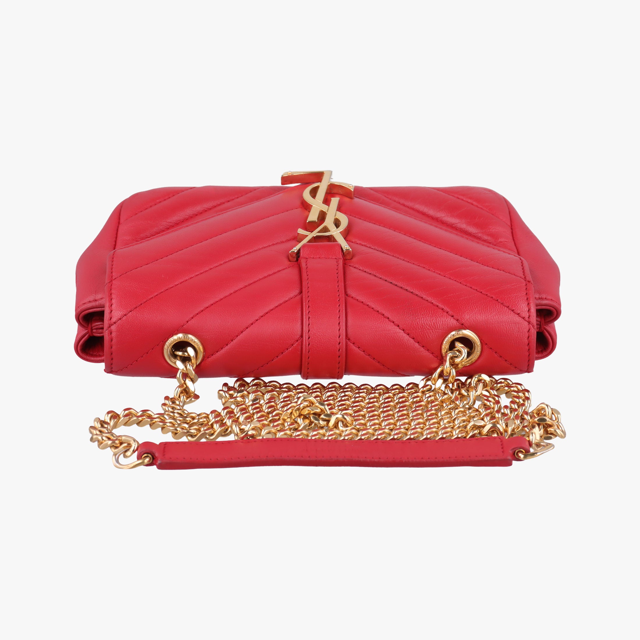 Pre-owned Yves Saint Laurent Baby Chai Red Leather 399289 shoulderbag | stylenewstar