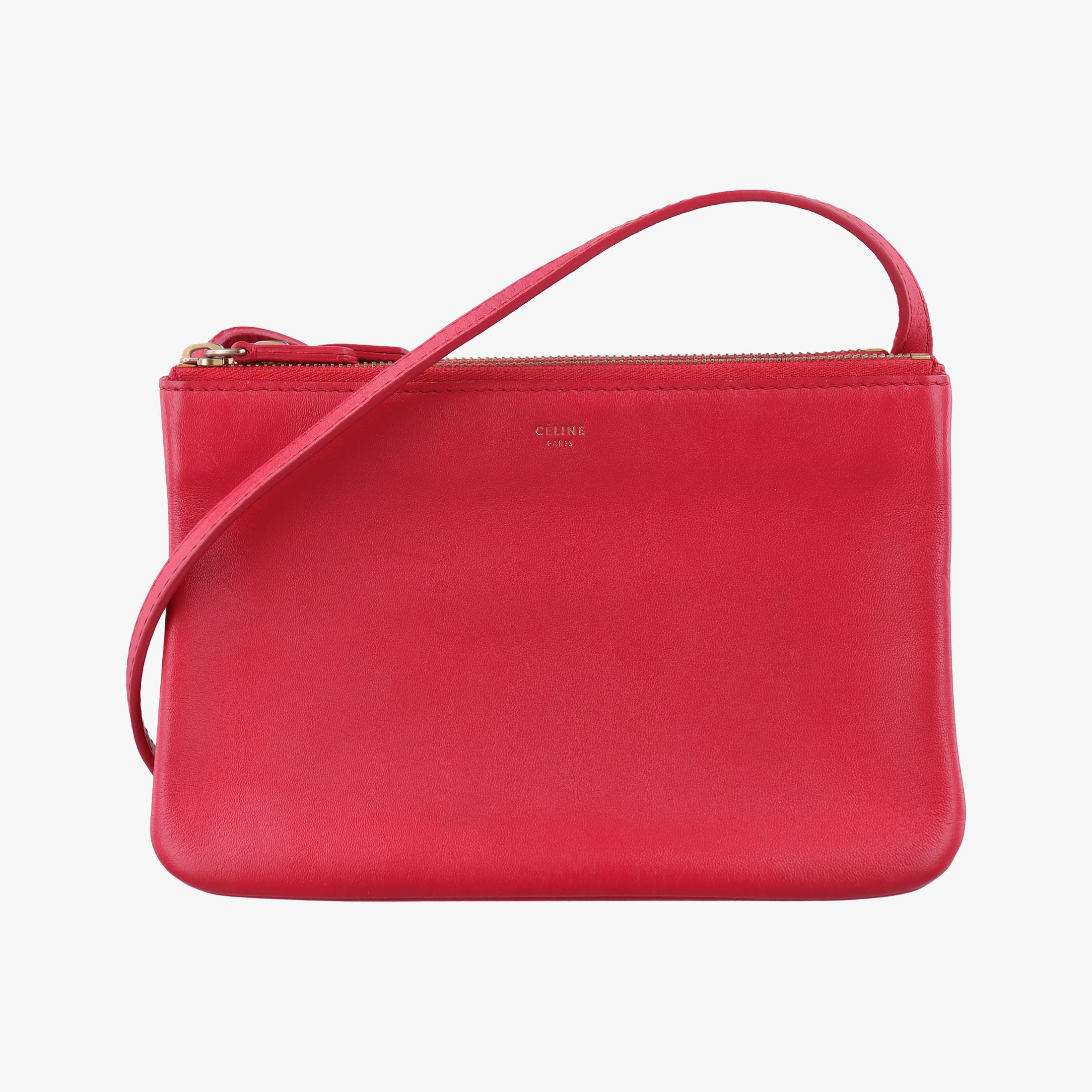 Vintage Celine TRIO Red lambskin  shoulderbag | stylenewstar