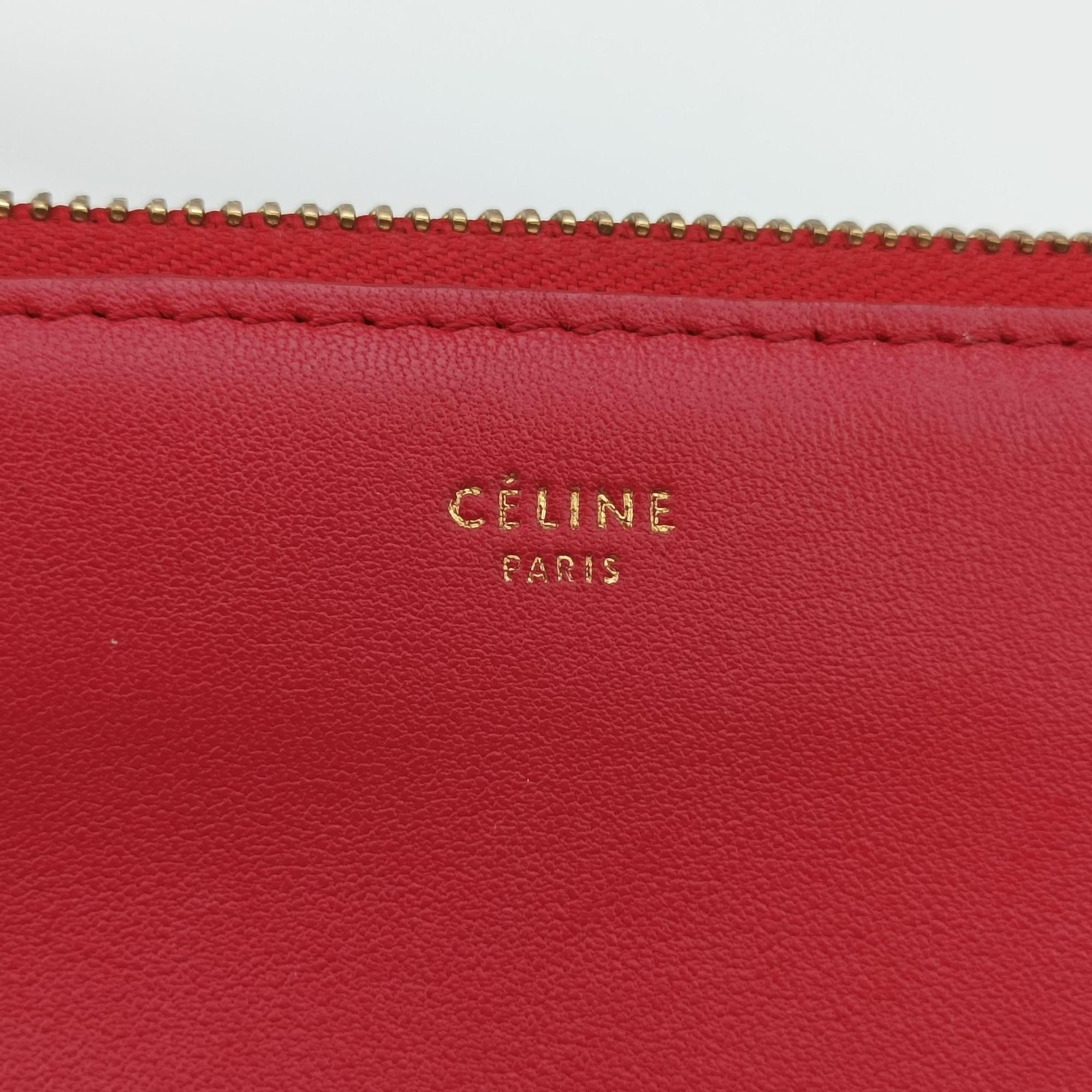 Vintage Celine TRIO Red lambskin  shoulderbag | stylenewstar