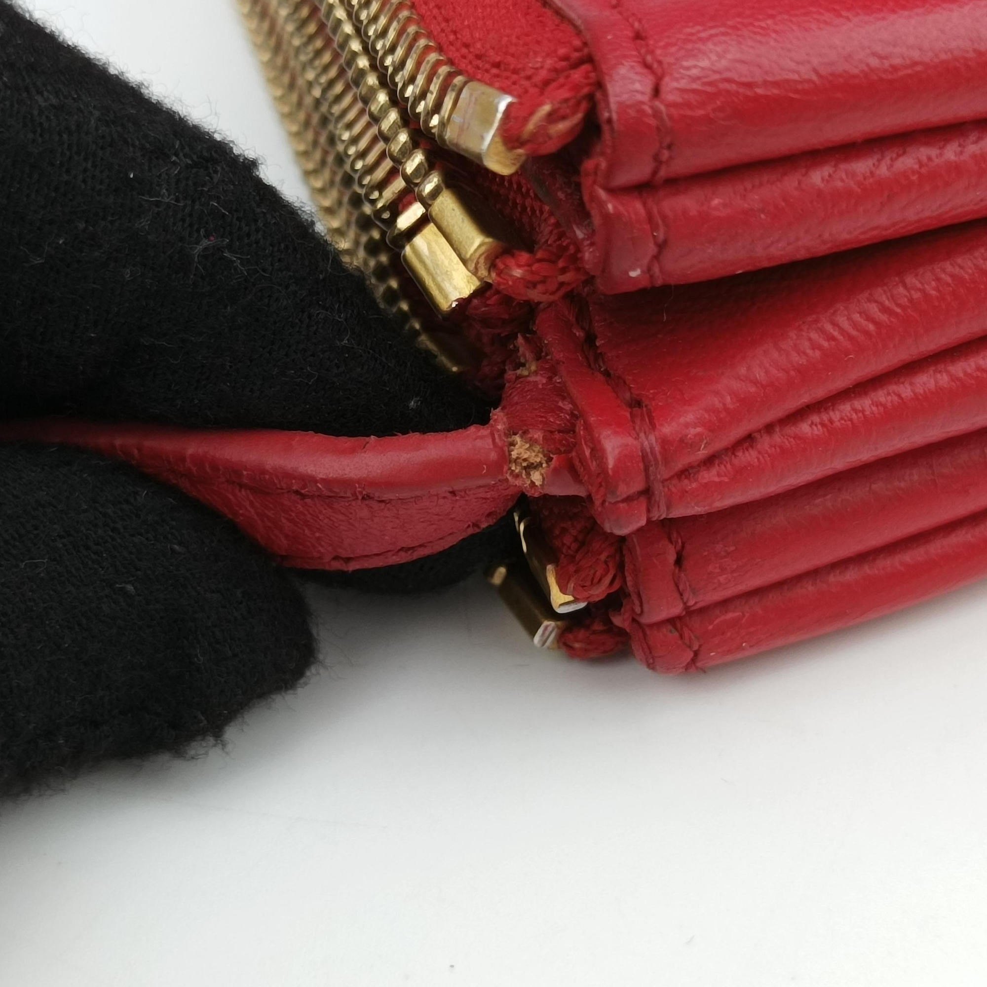 Vintage Celine TRIO Red lambskin  shoulderbag | stylenewstar