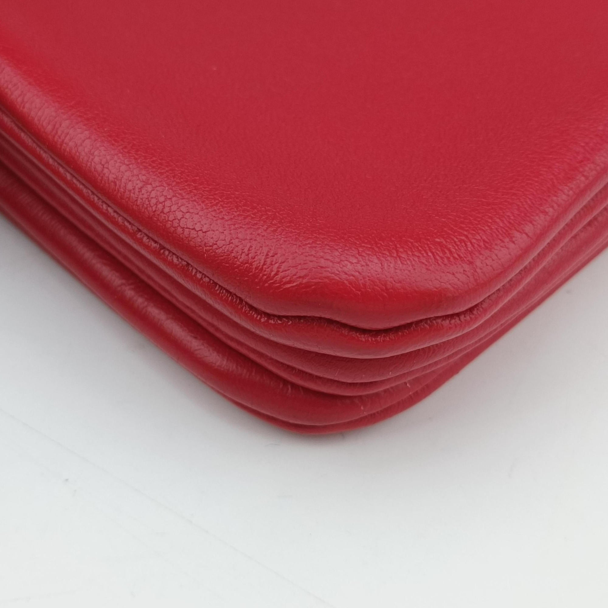 Vintage Celine TRIO Red lambskin  shoulderbag | stylenewstar