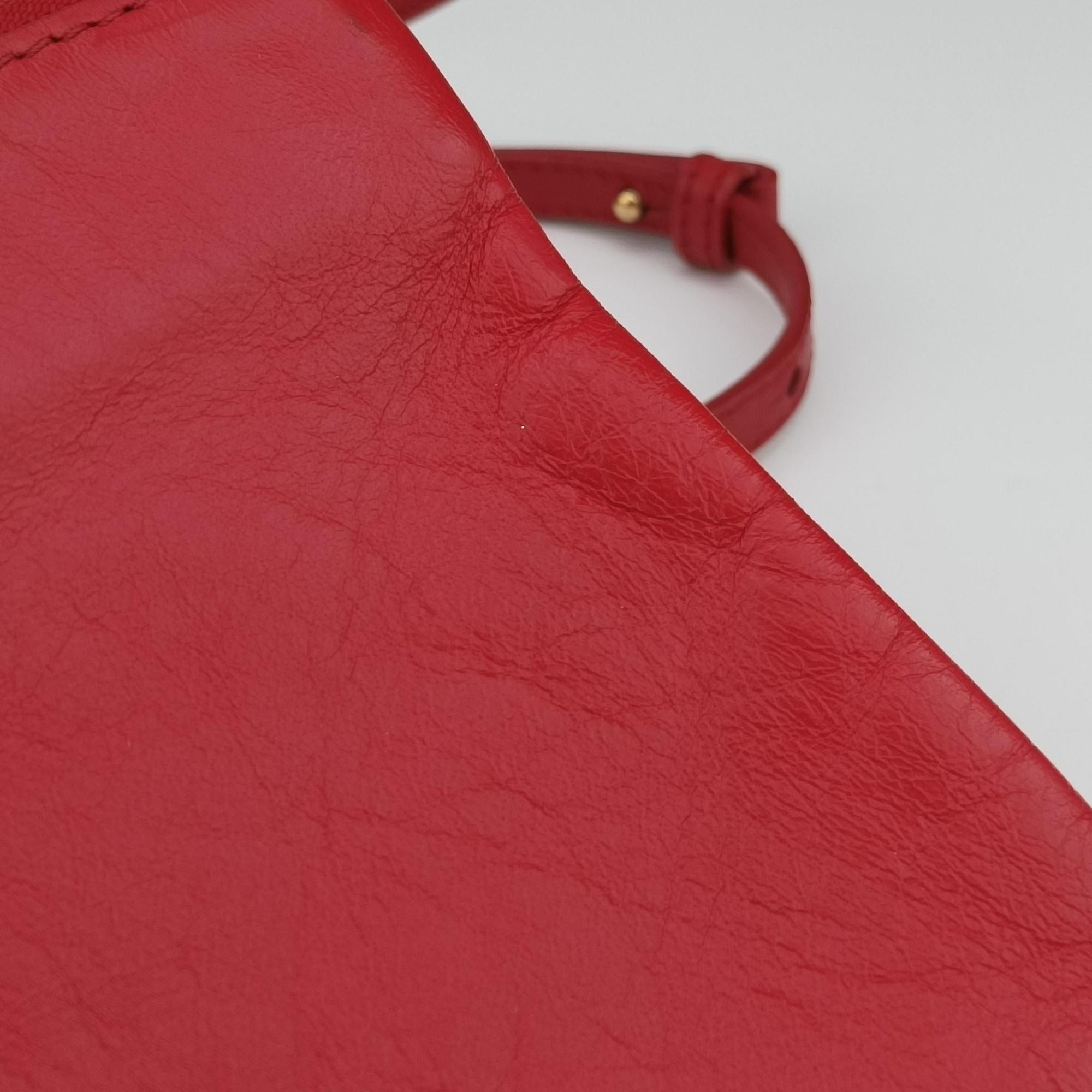 Vintage Celine TRIO Red lambskin  shoulderbag | stylenewstar