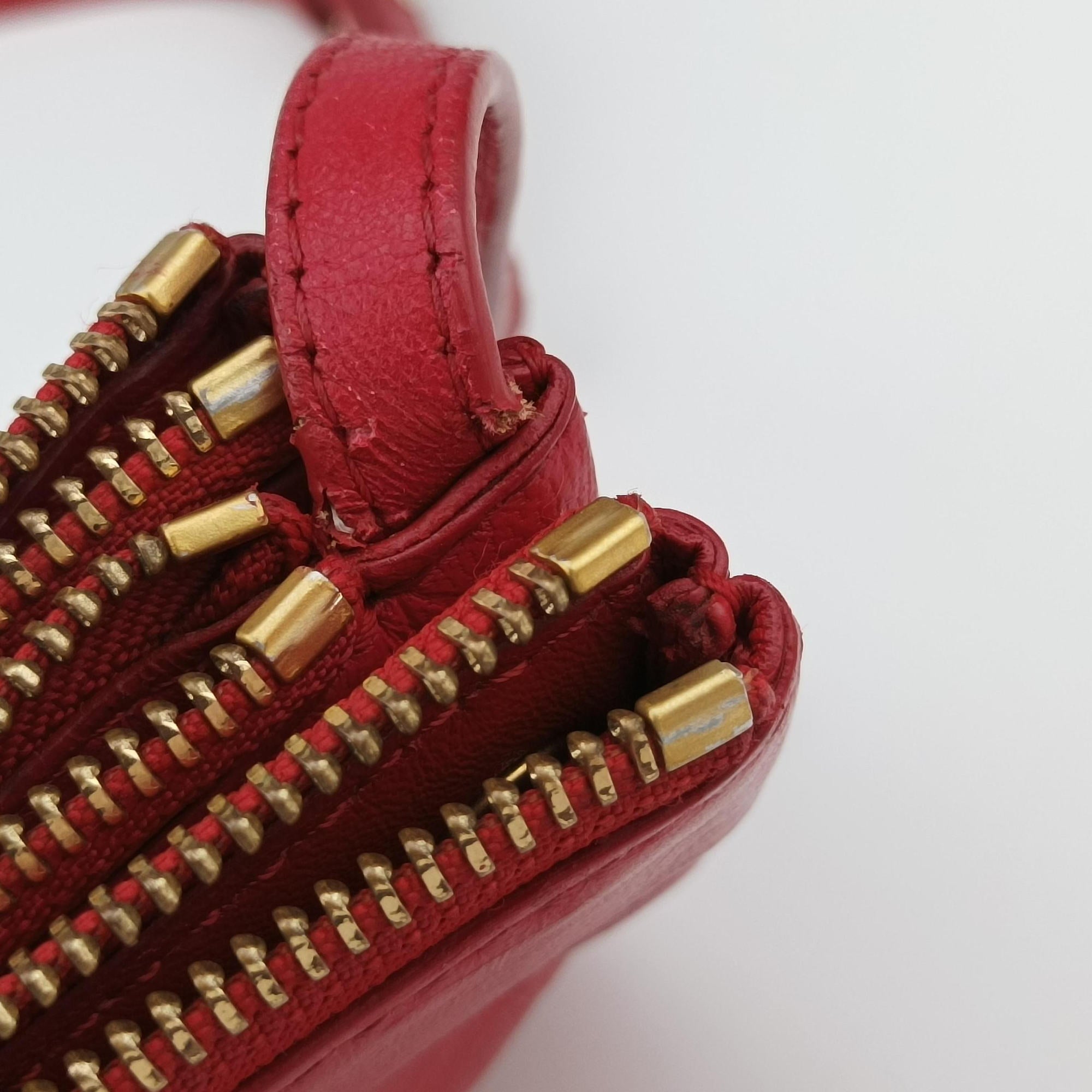 Vintage Celine TRIO Red lambskin  shoulderbag | stylenewstar