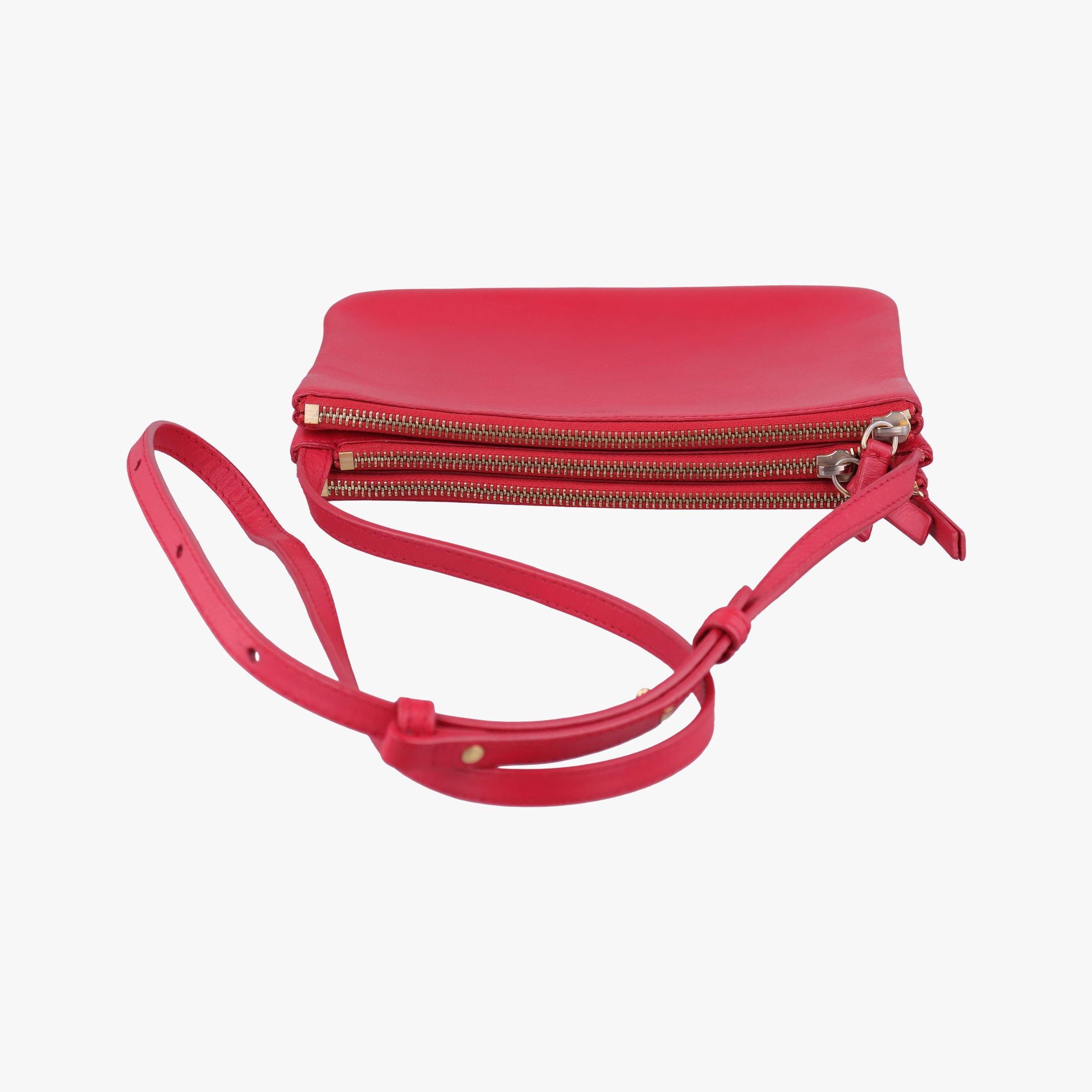 Vintage Celine TRIO Red lambskin  shoulderbag | stylenewstar