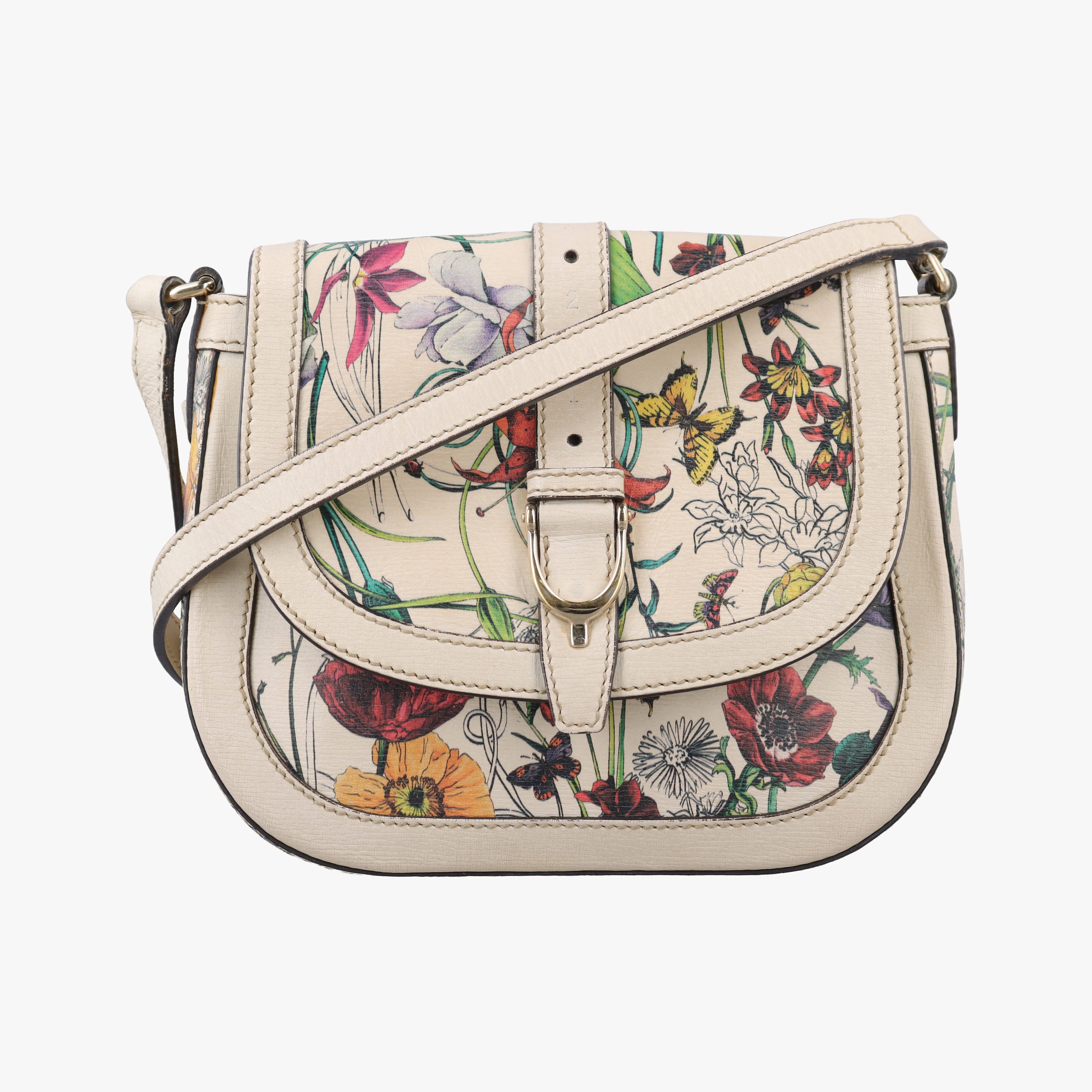 Pre-owned Gucci Nice flora White Leather 336749 shoulderbag | stylenewstar
