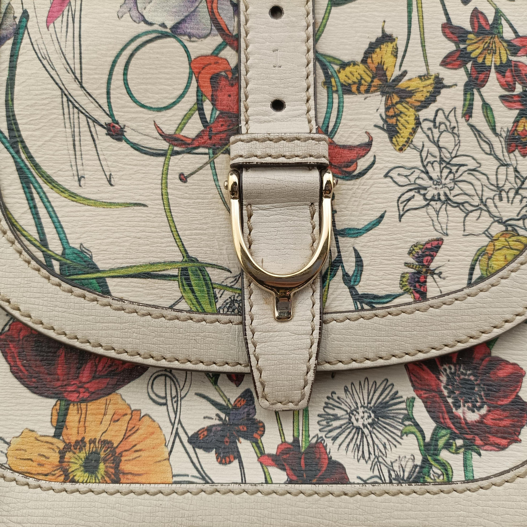 Pre-owned Gucci Nice flora White Leather 336749 shoulderbag | stylenewstar