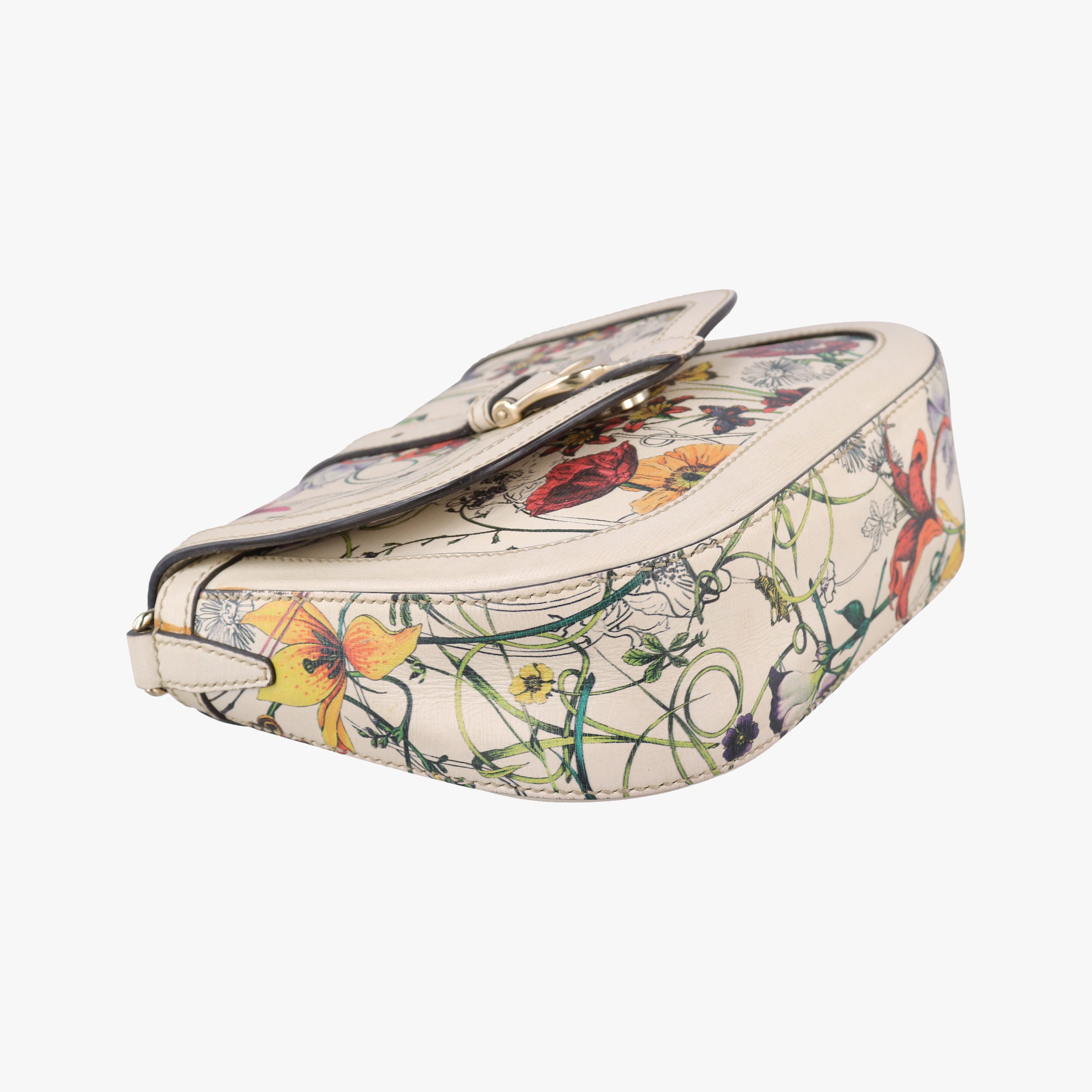 Pre-owned Gucci Nice flora White Leather 336749 shoulderbag | stylenewstar