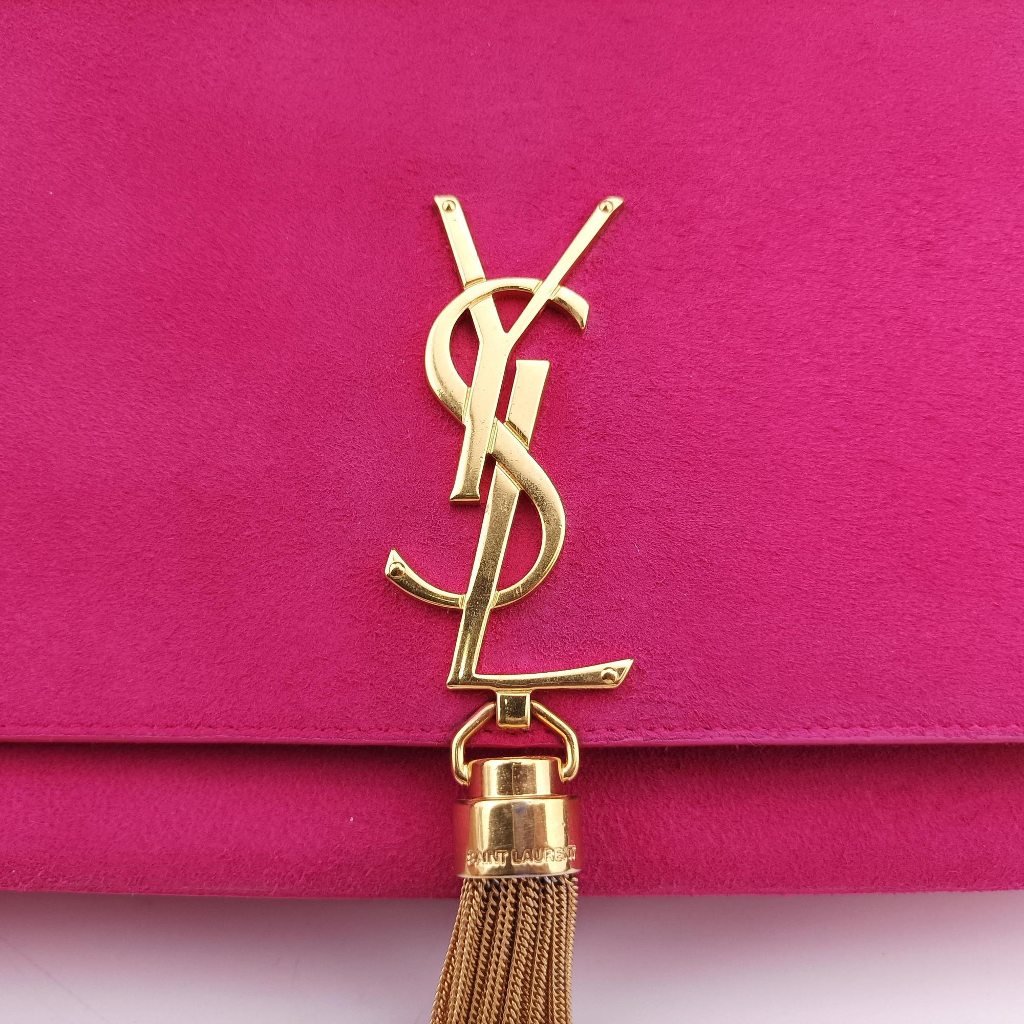 Vintage Yves Saint Laurent KATE Rose Suede 354119 shoulderbag | stylenewstar
