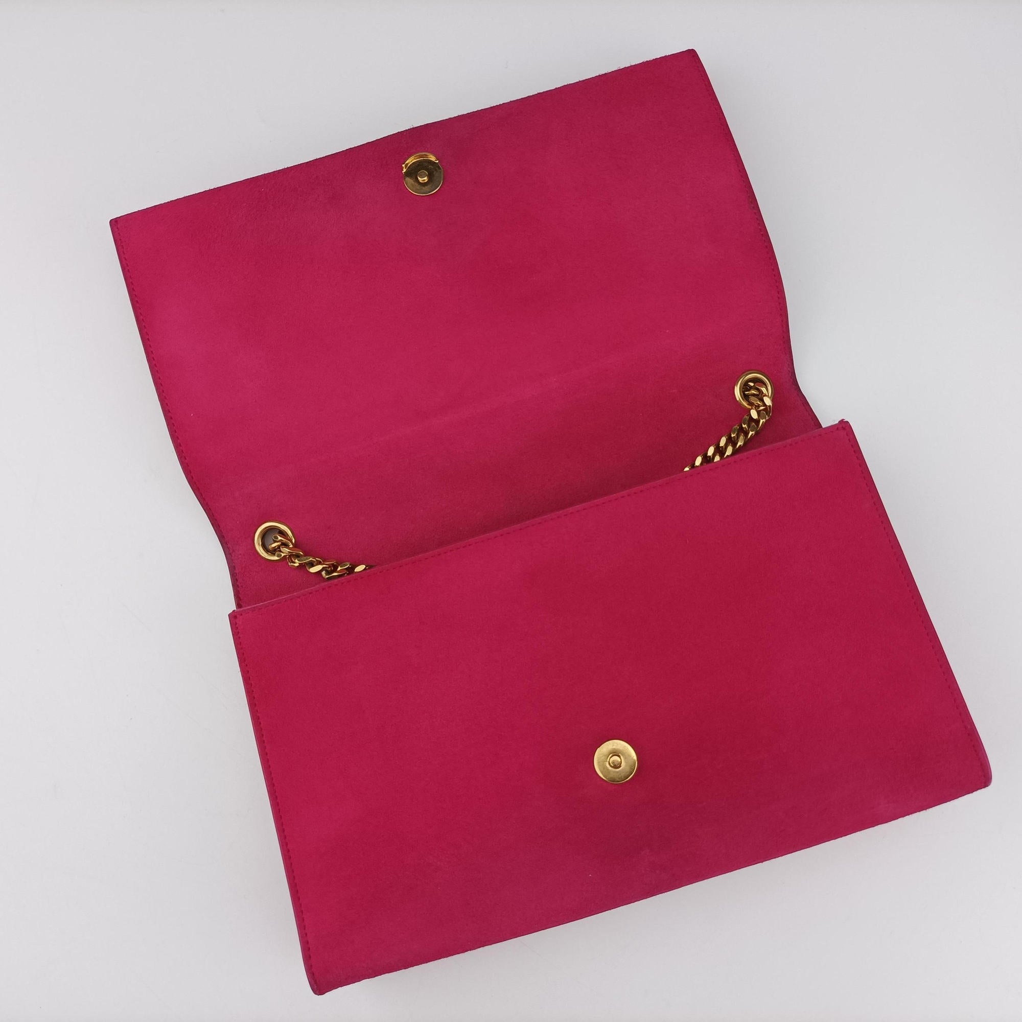 Vintage Yves Saint Laurent KATE Rose Suede 354119 shoulderbag | stylenewstar