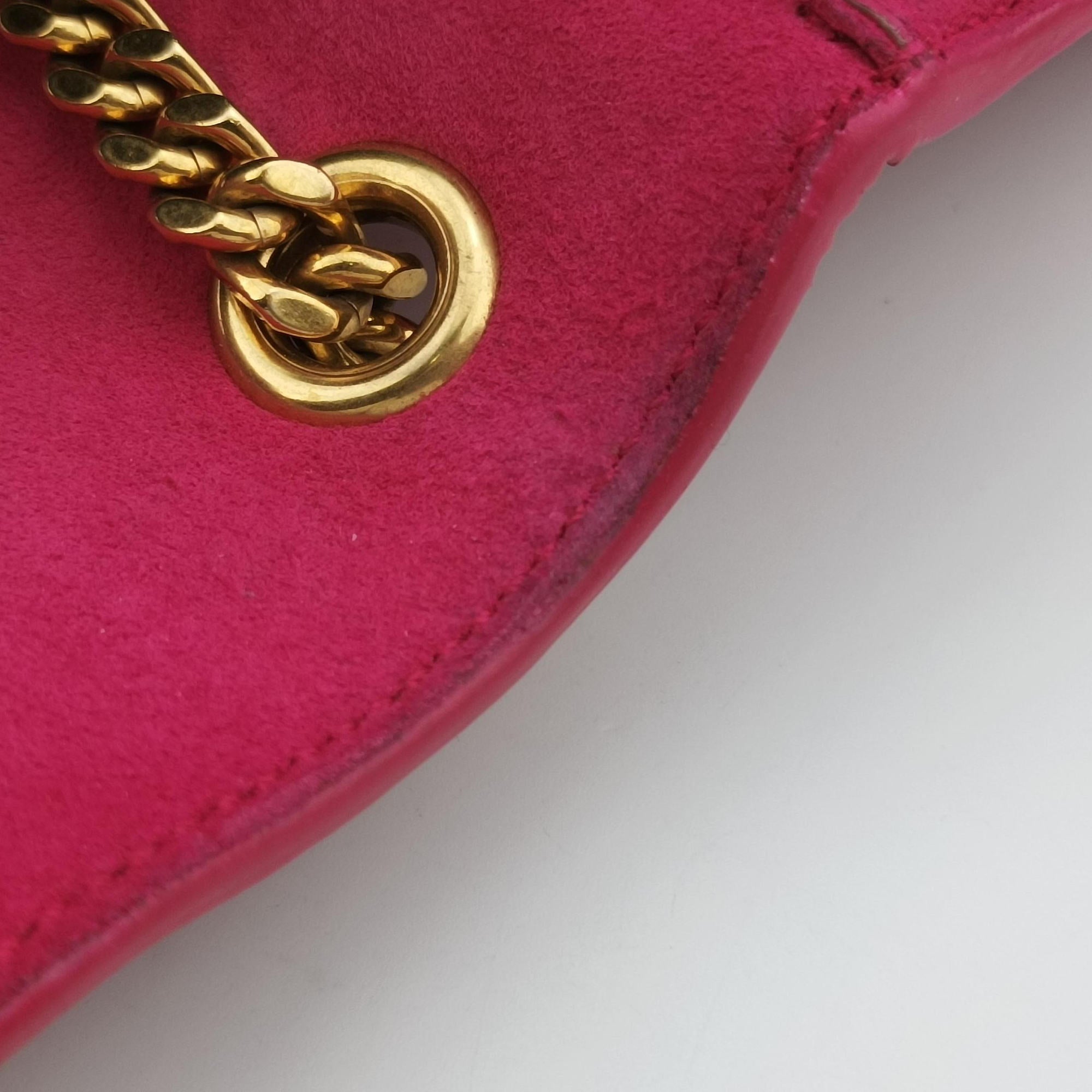 Vintage Yves Saint Laurent KATE Rose Suede 354119 shoulderbag | stylenewstar
