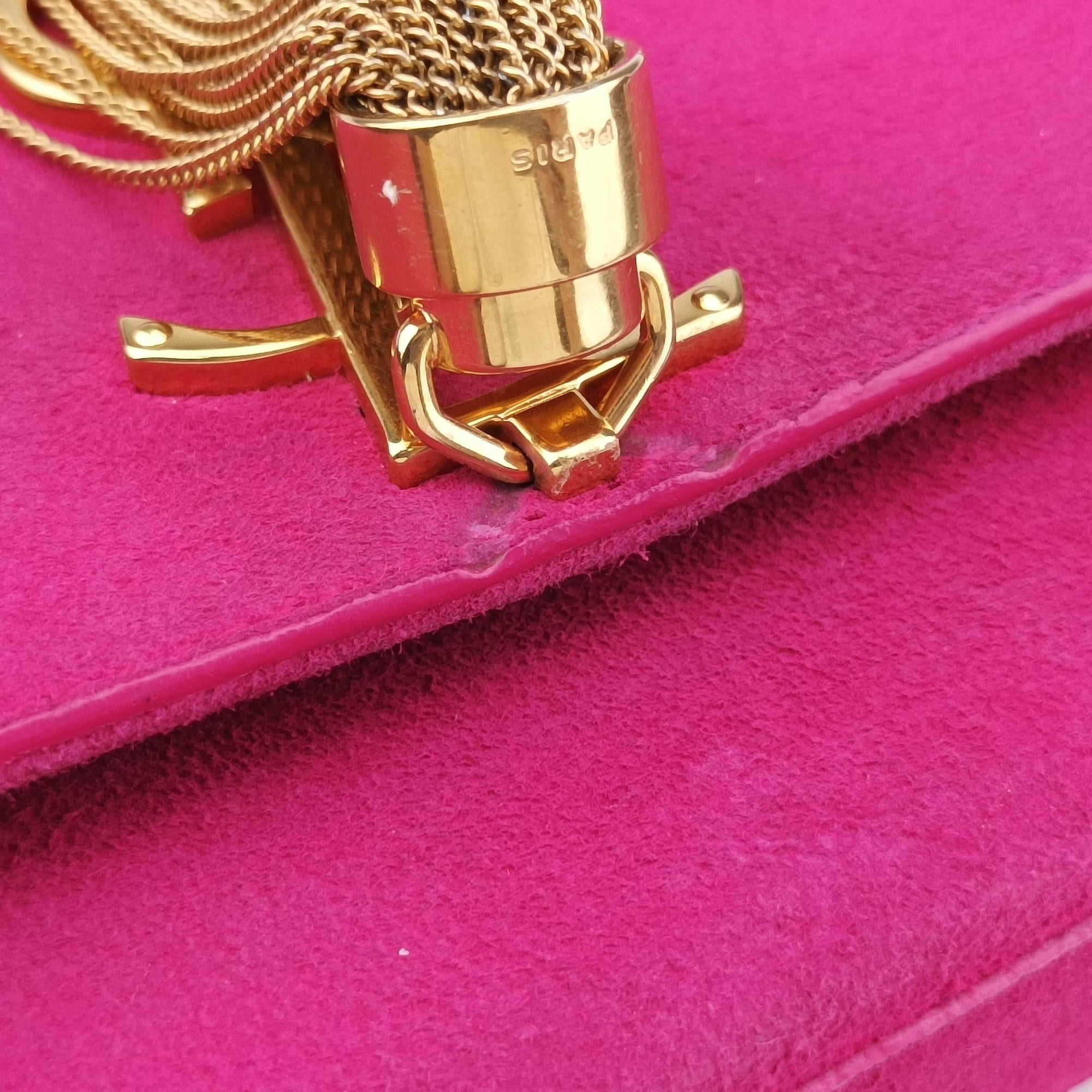 Vintage Yves Saint Laurent KATE Rose Suede 354119 shoulderbag | stylenewstar
