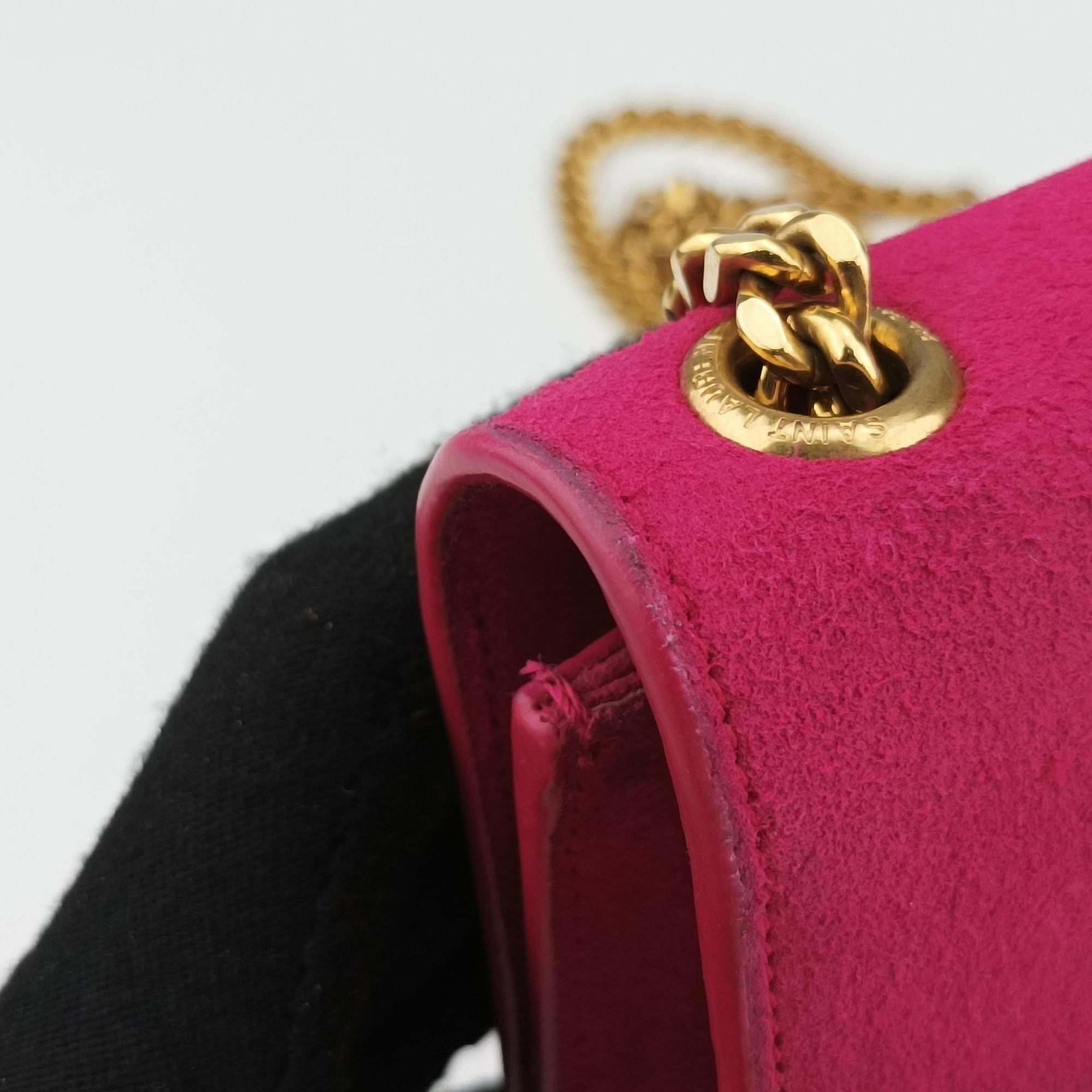 Vintage Yves Saint Laurent KATE Rose Suede 354119 shoulderbag | stylenewstar