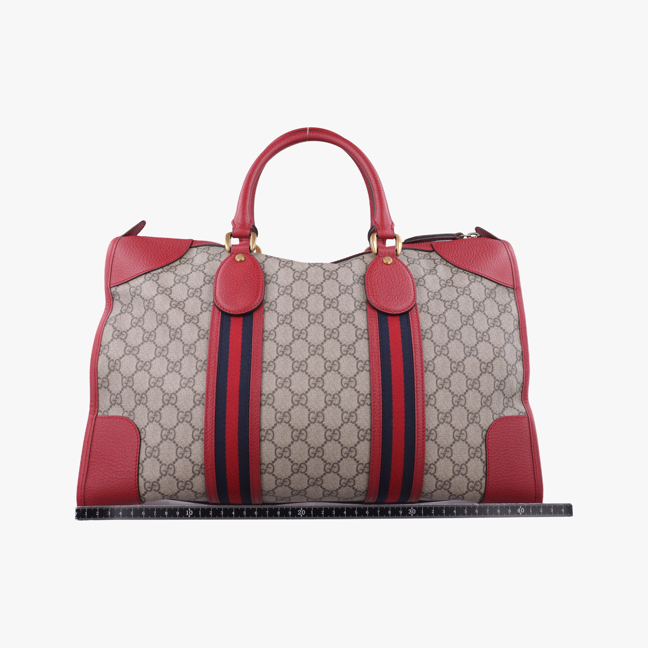 Pre-owned Gucci Soft GG Supreme Courrier Duffle Beige × Red PVC coated canvas×Leather 459311 shoulderbag | stylenewstar